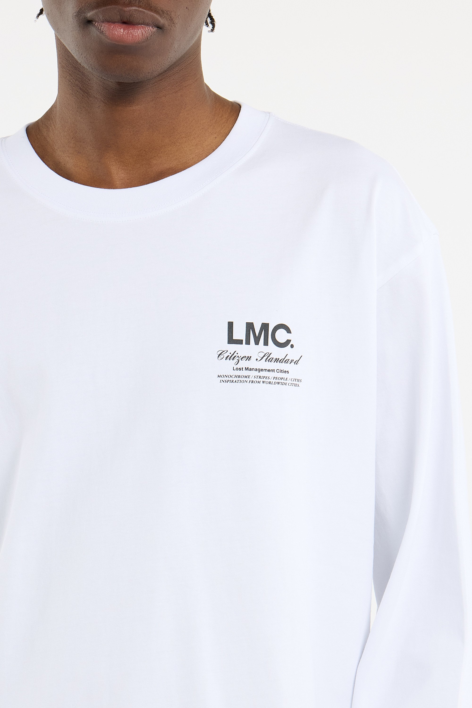 Regular-fit round-neck cotton T-shirt | White LOST MANAGEMENT CITIES Men