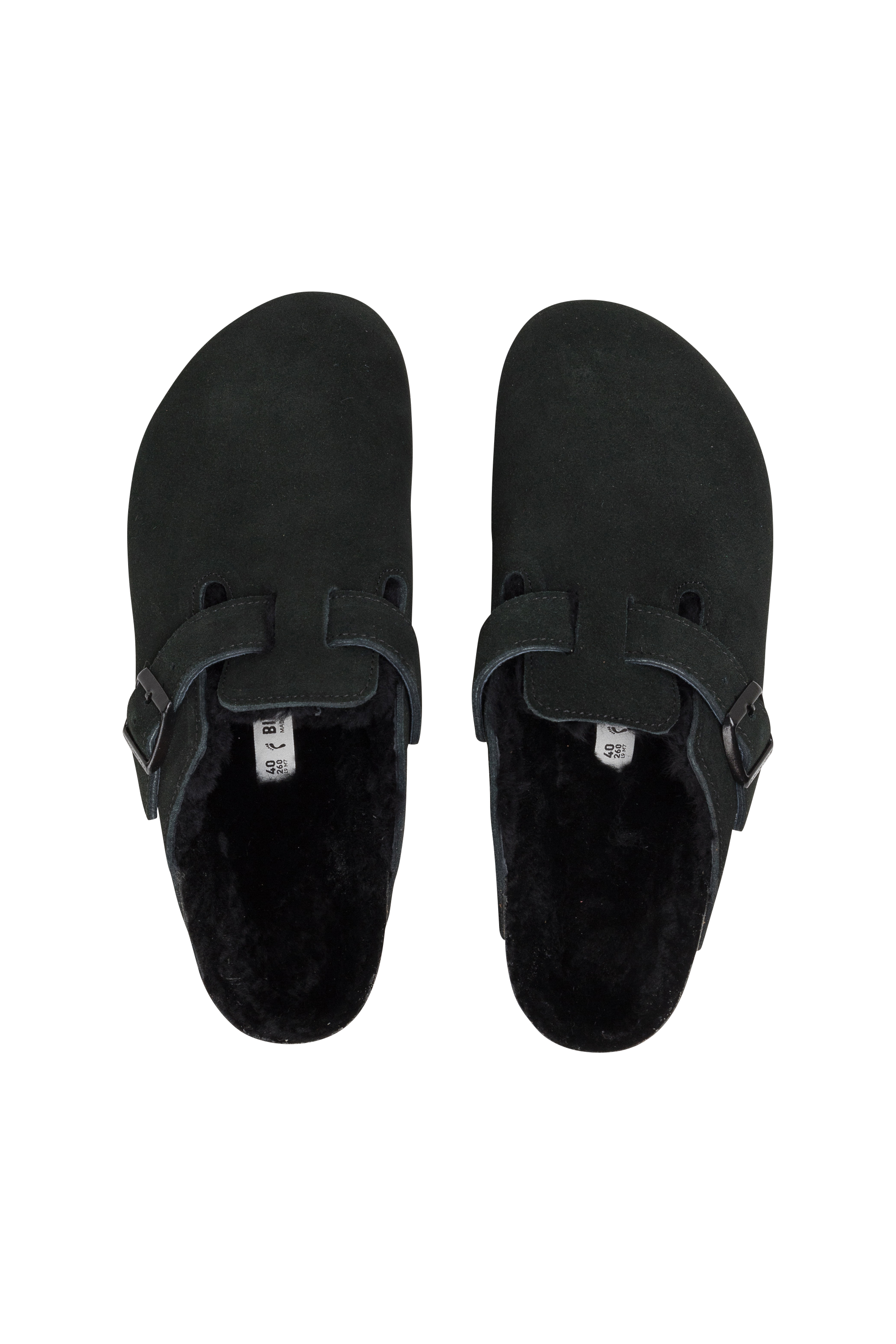 Flat furry sheepskin sandals BIRKENSTOCK Black