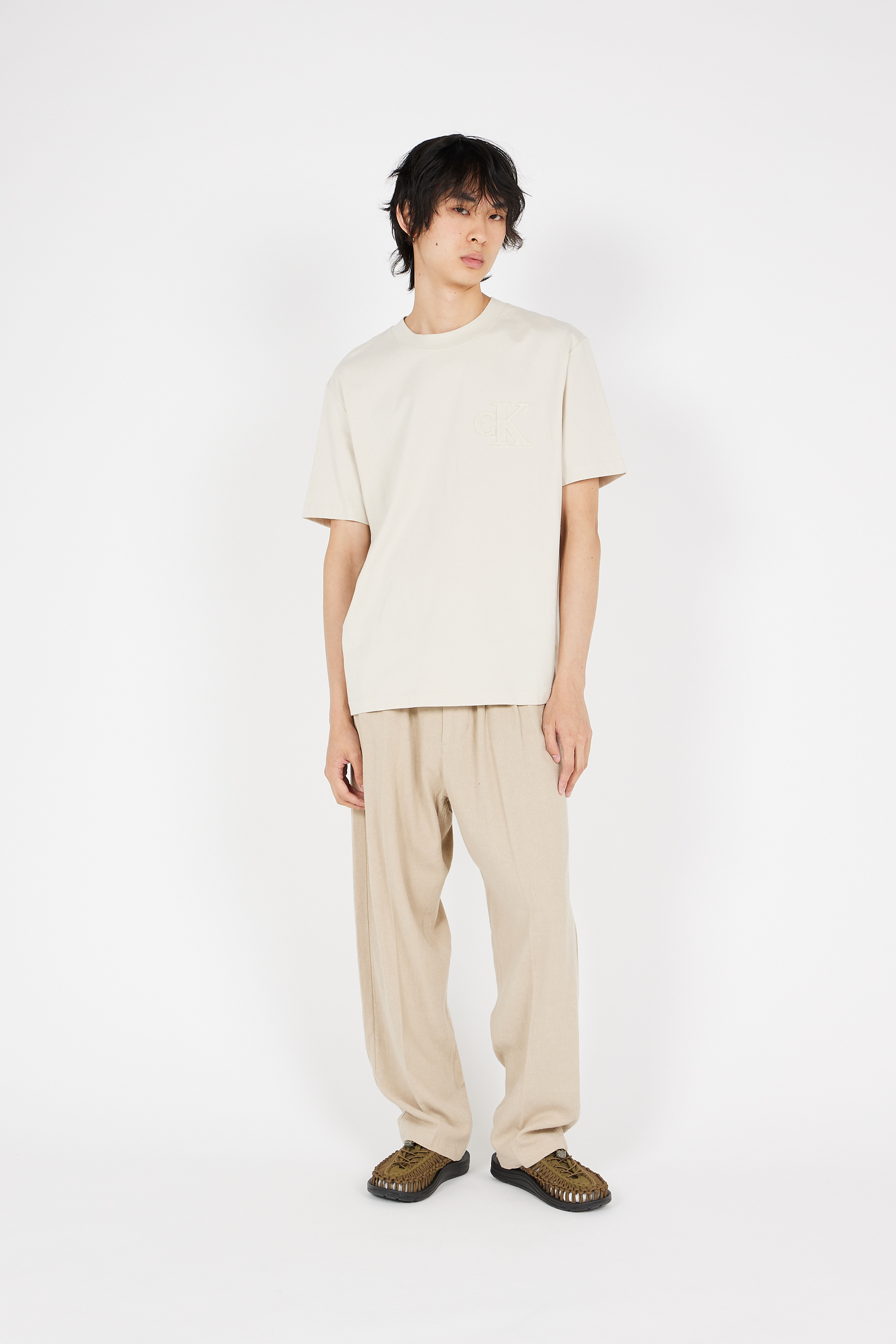 Regular-fit round-neck cotton T-shirt Grey