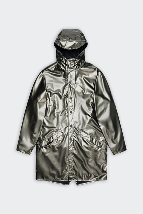 Coupe-vent imperméable long à capuche - Taille XL Argent