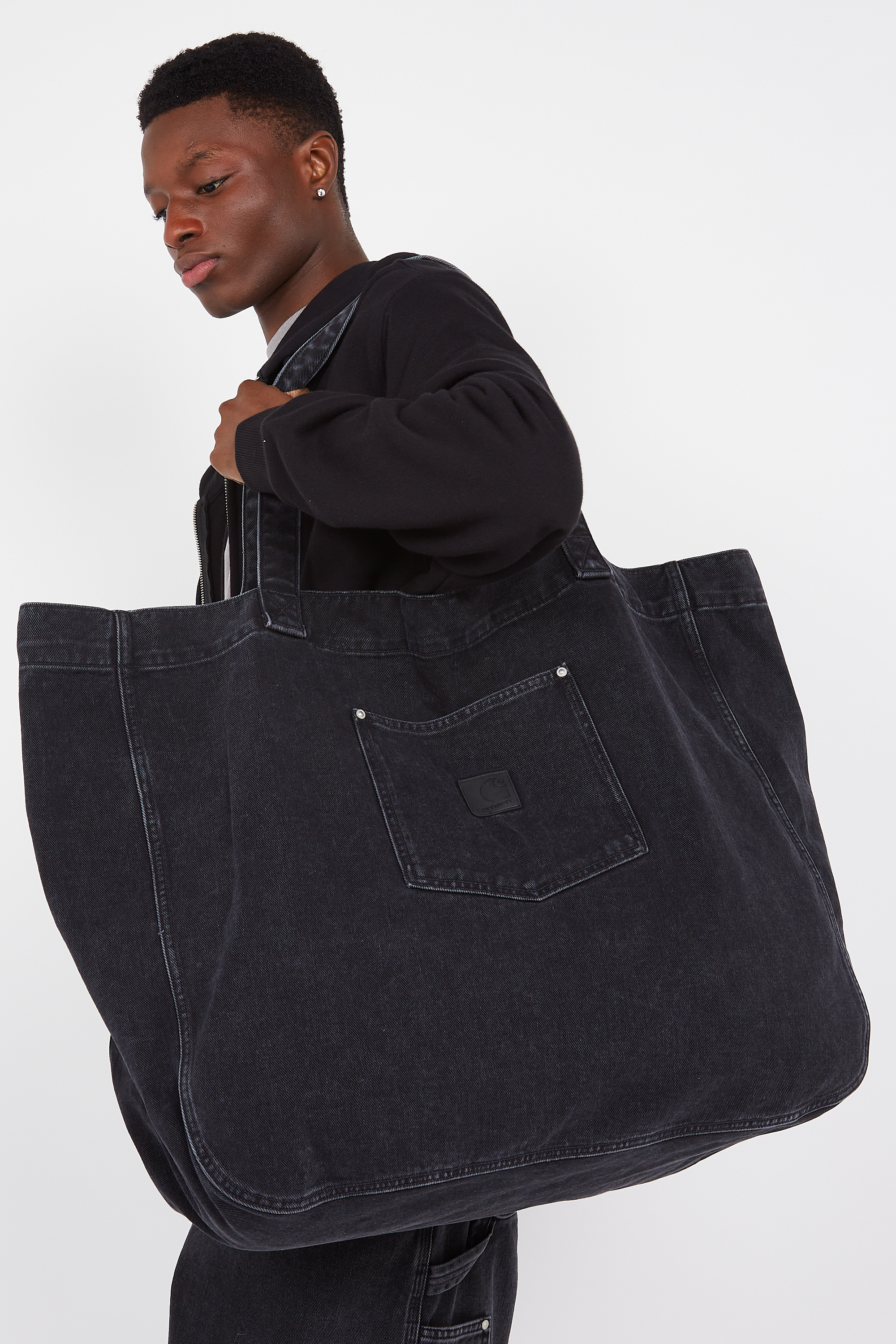 Straight checked wool-blend pants Black