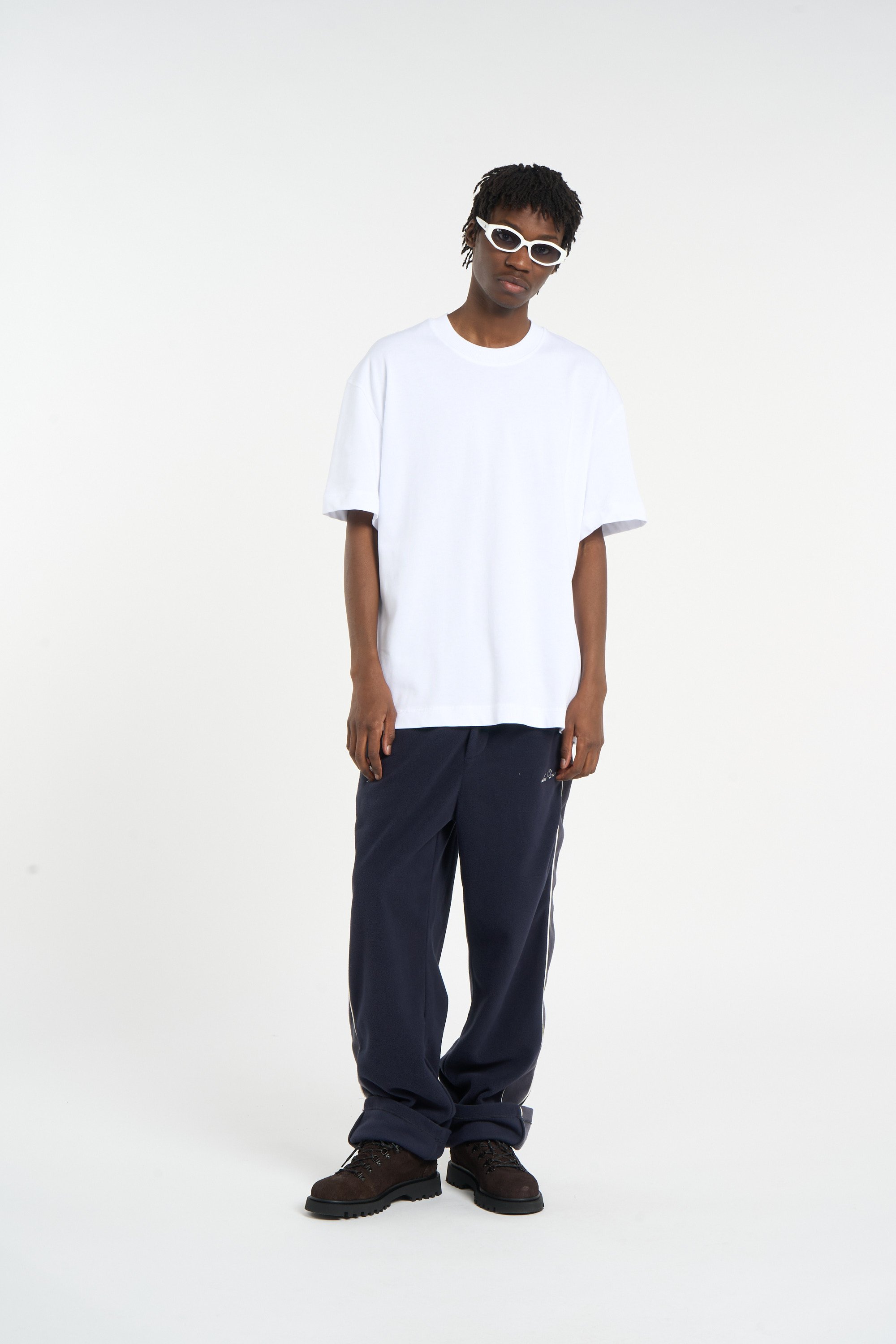 Regular-fit round-neck cotton T-shirt | White LES DEUX Men