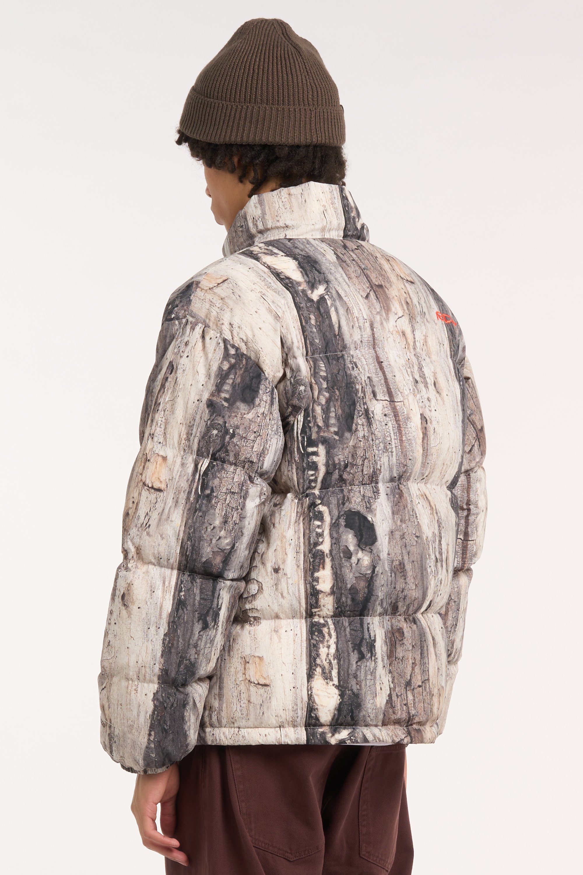 Zipped high-neck colorblock padded jacket with hood | Khaki RC OUTDOOR SUPPLY Men