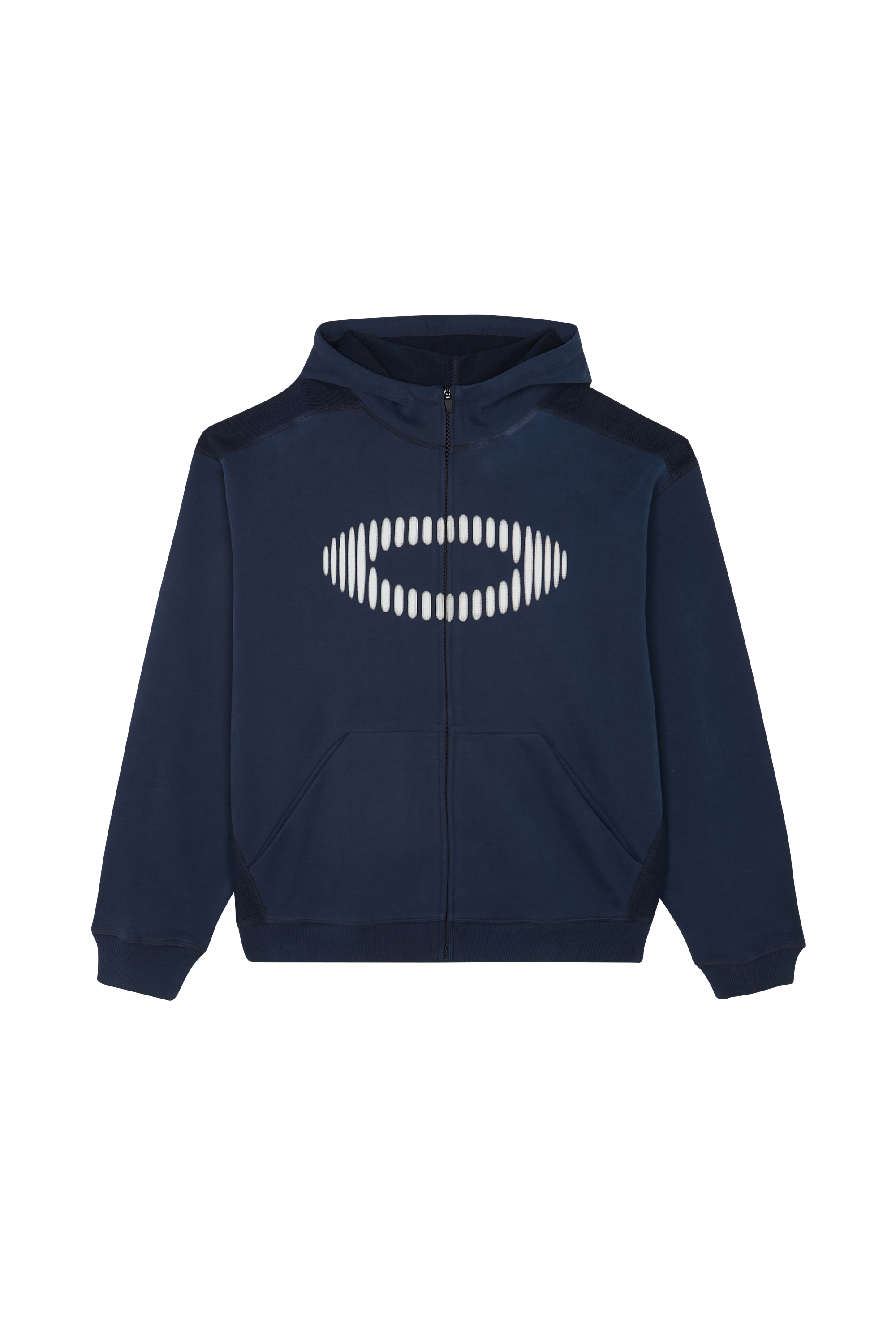 Regular-fit zip-up cotton-blend hoodie with Pony Player Blue
