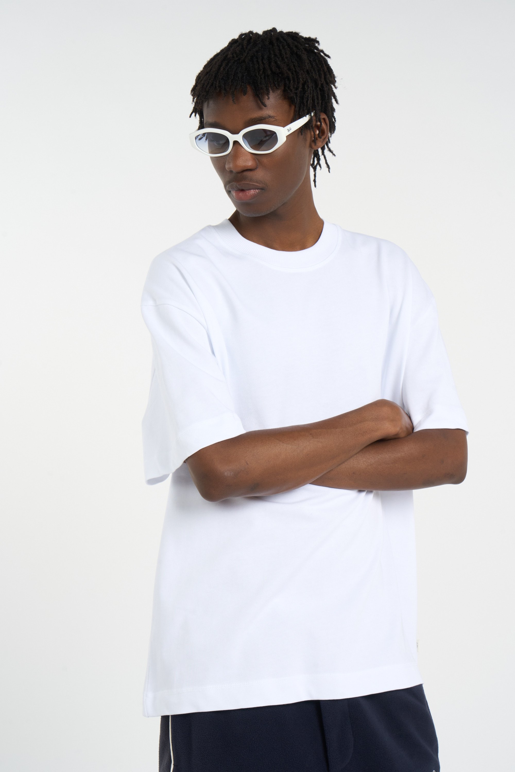 Regular-fit round-neck cotton T-shirt | White LES DEUX Men