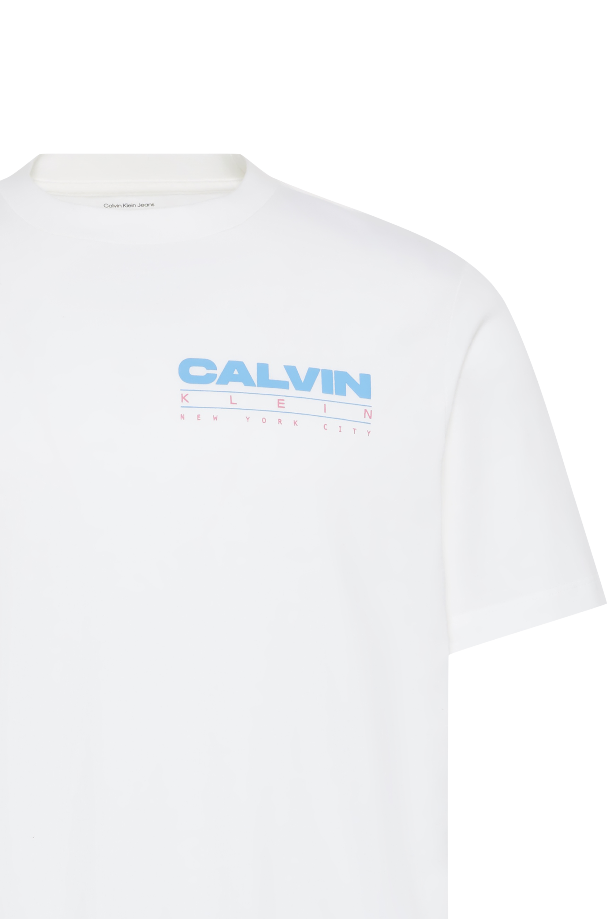 Regular-fit round-neck cotton T-shirt | White CALVIN KLEIN Men