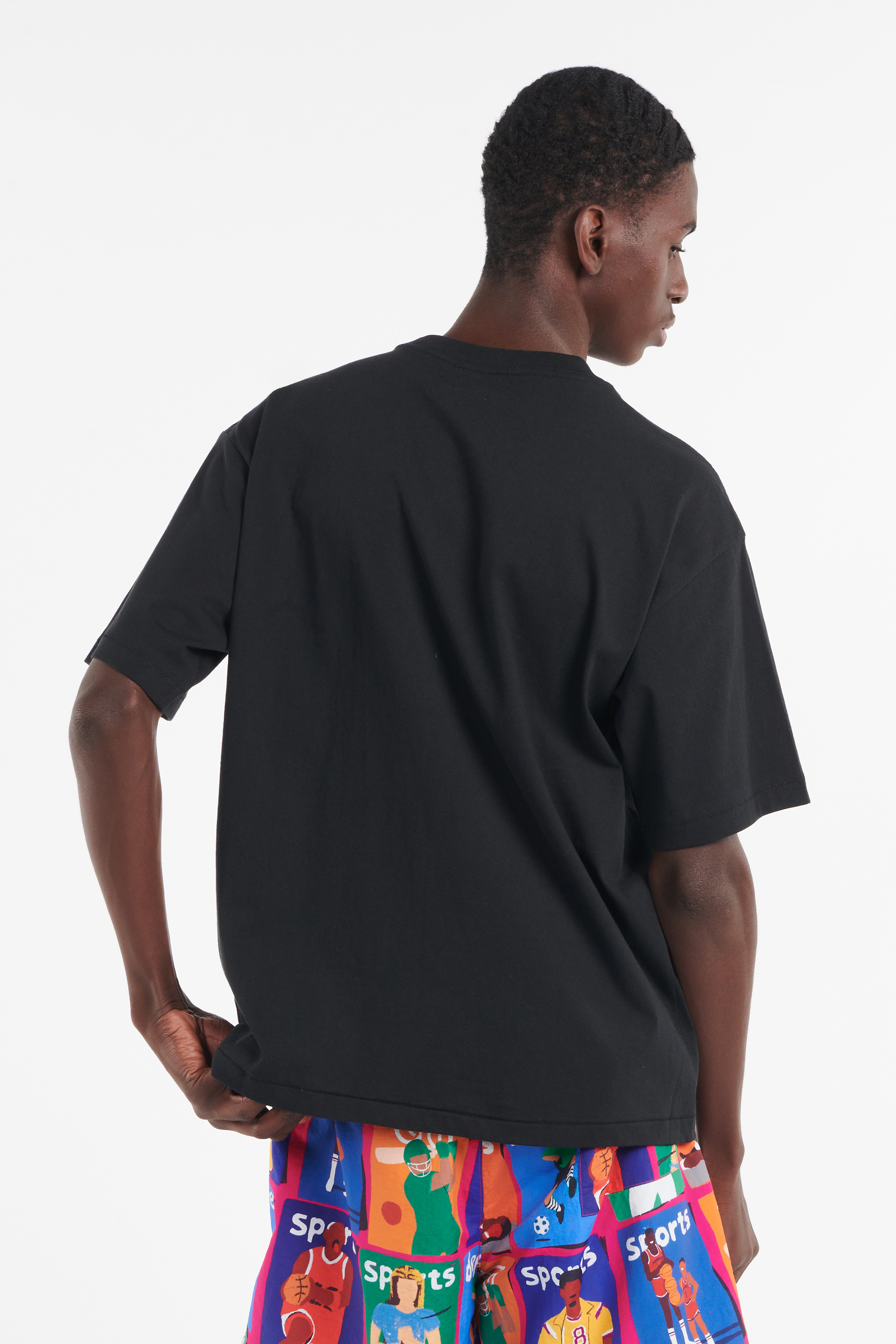 Regular-fit round-neck cotton T-shirt Black
