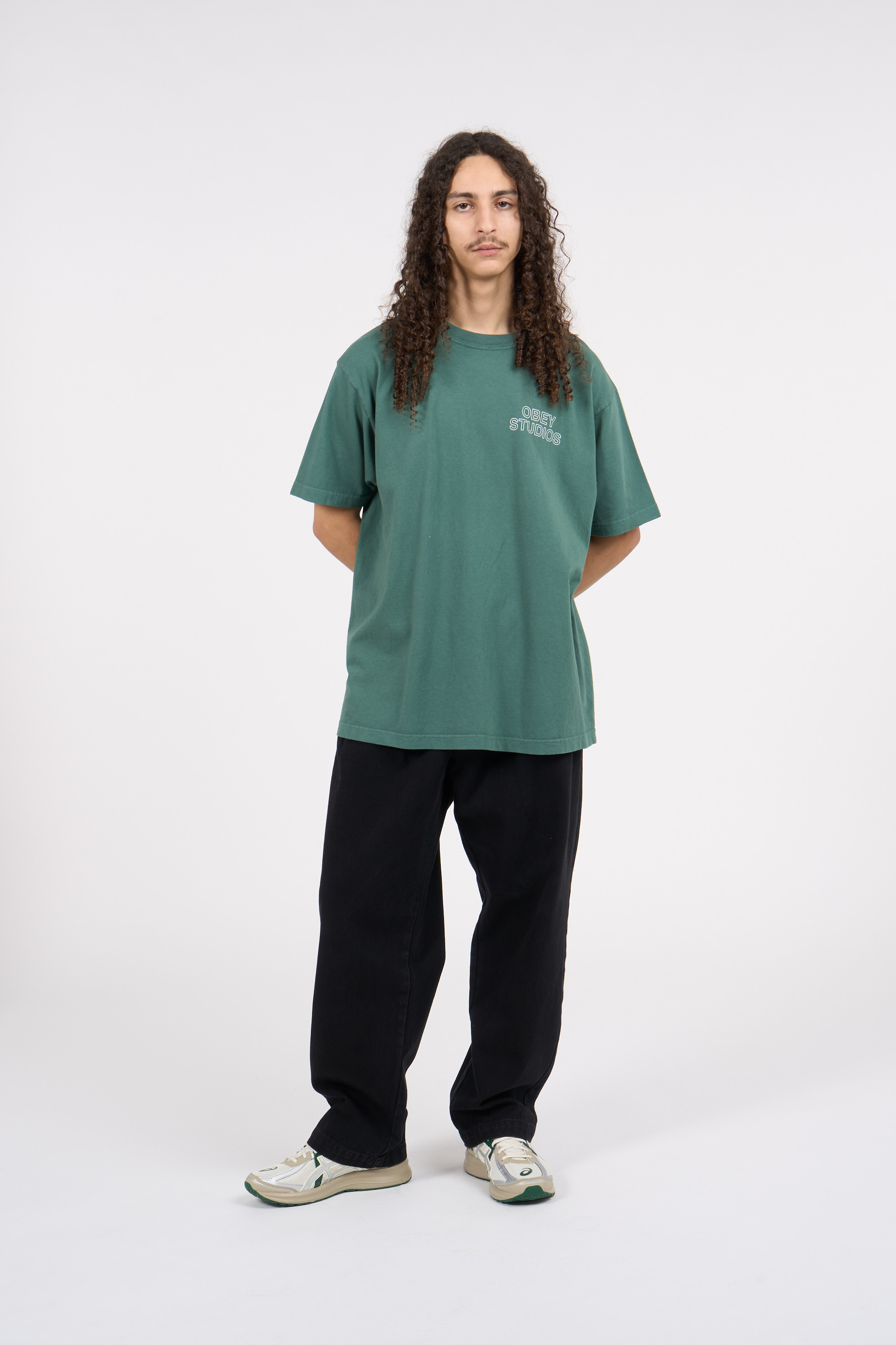 Regular-fit round-neck cotton T-shirt Green