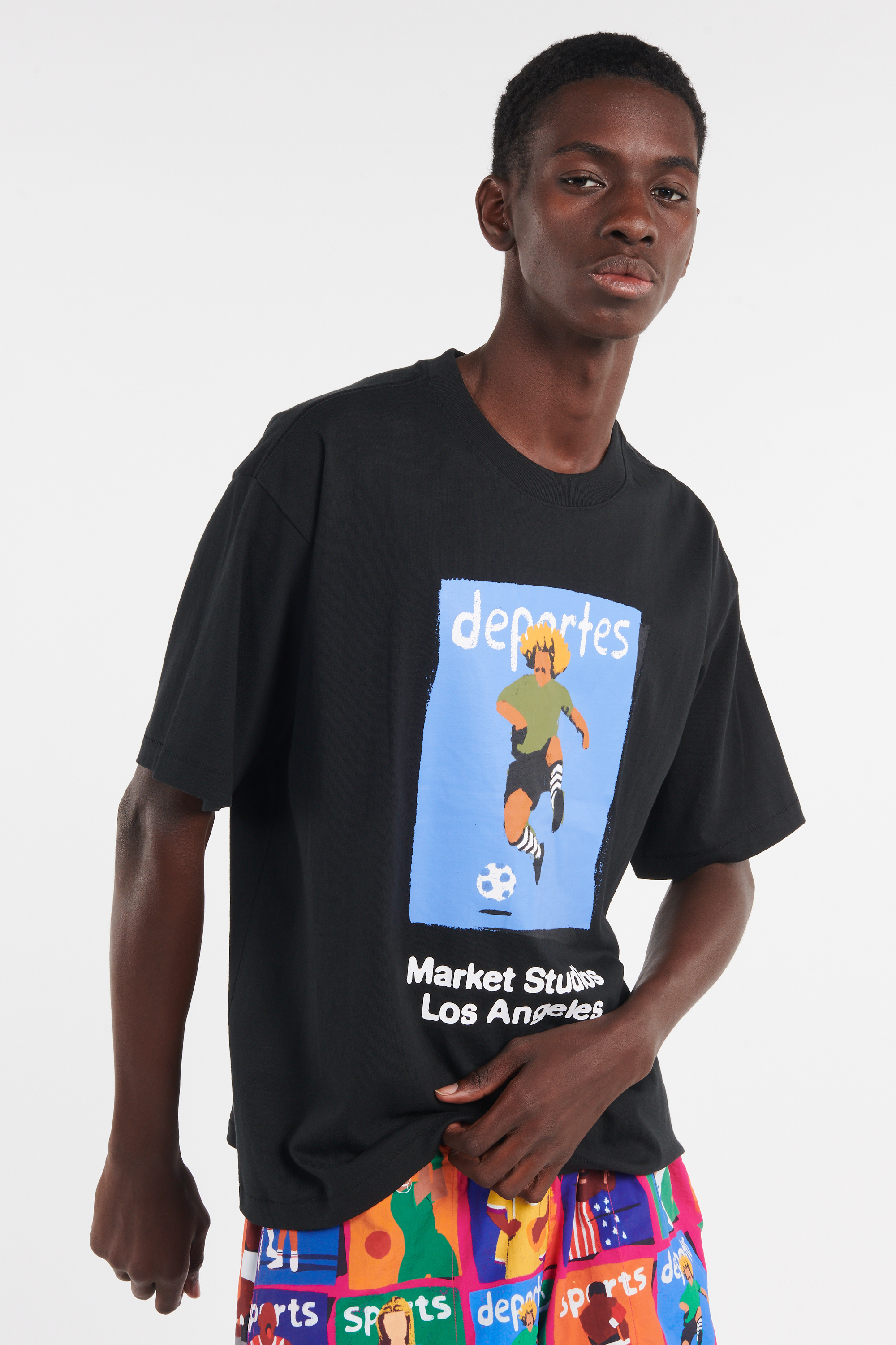 Regular-fit round-neck cotton T-shirt Black