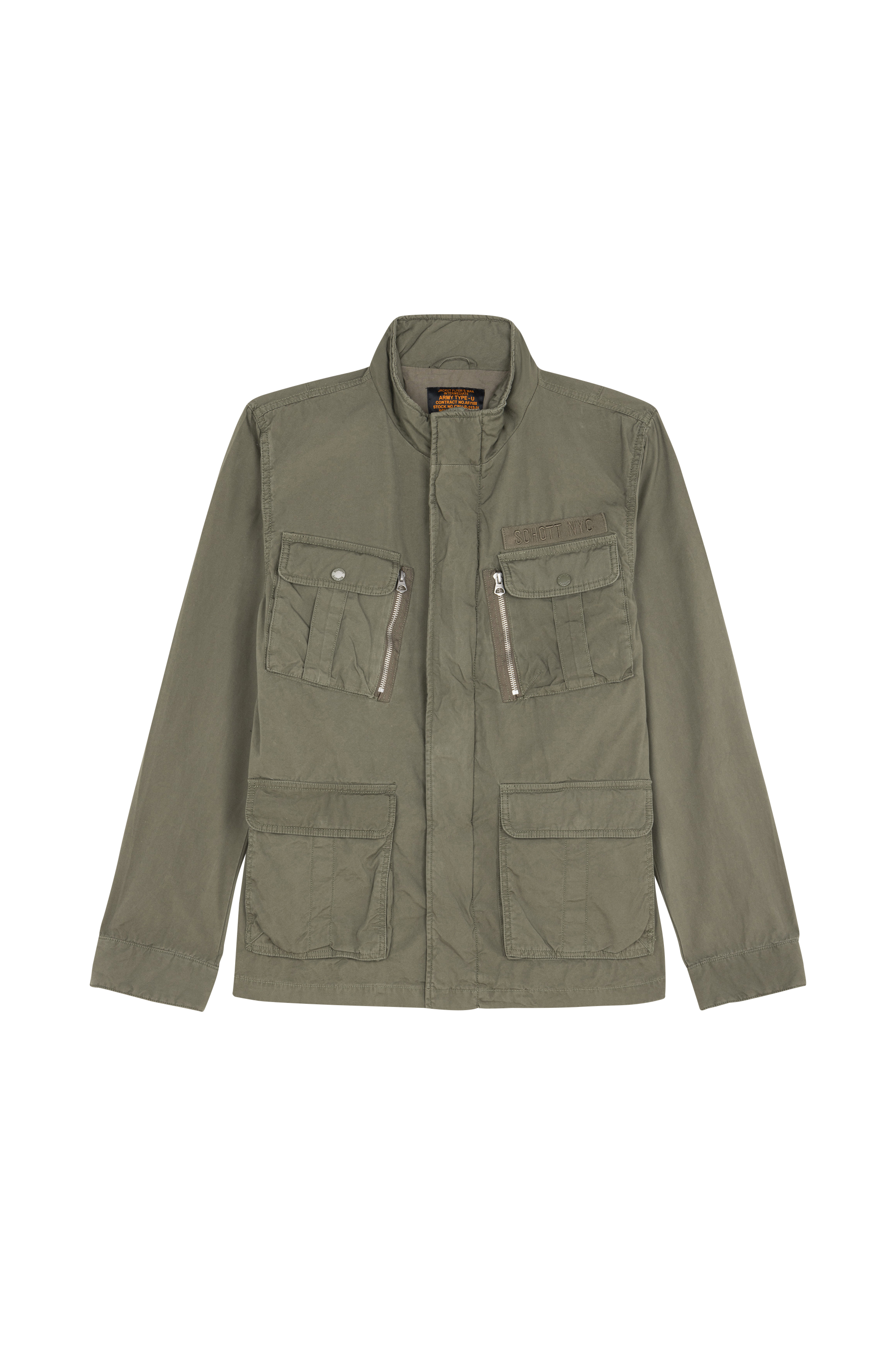Jacket BLOUSON 4 POCHES BADGE BRODE POITRINE SCHOTT Kaki