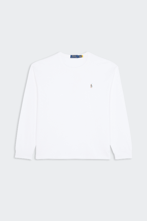 Topman organic long sleeve knitted polo with zip in white T-shirt Blanc