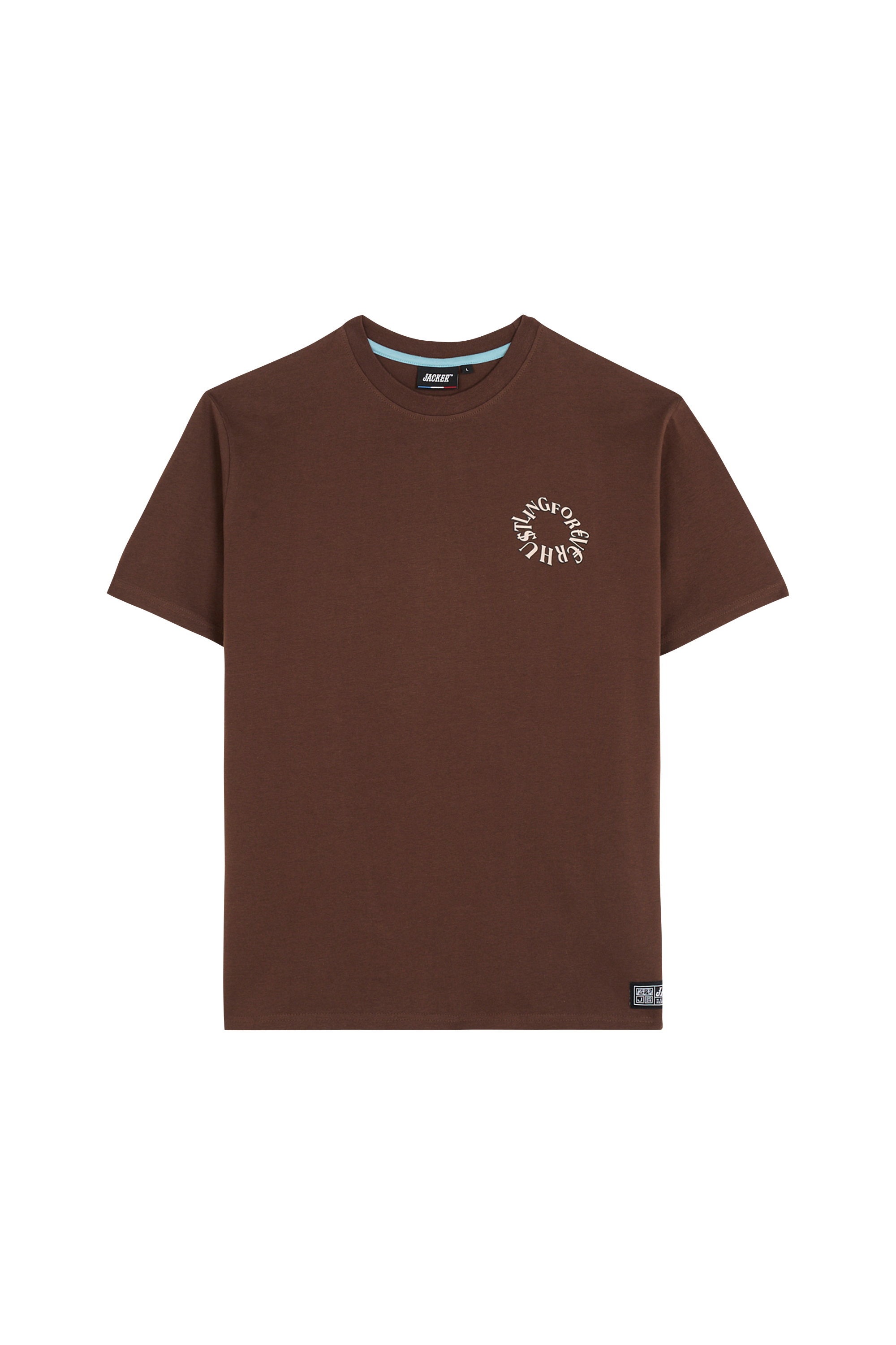 Regular-fit round-neck cotton T-shirt Brown
