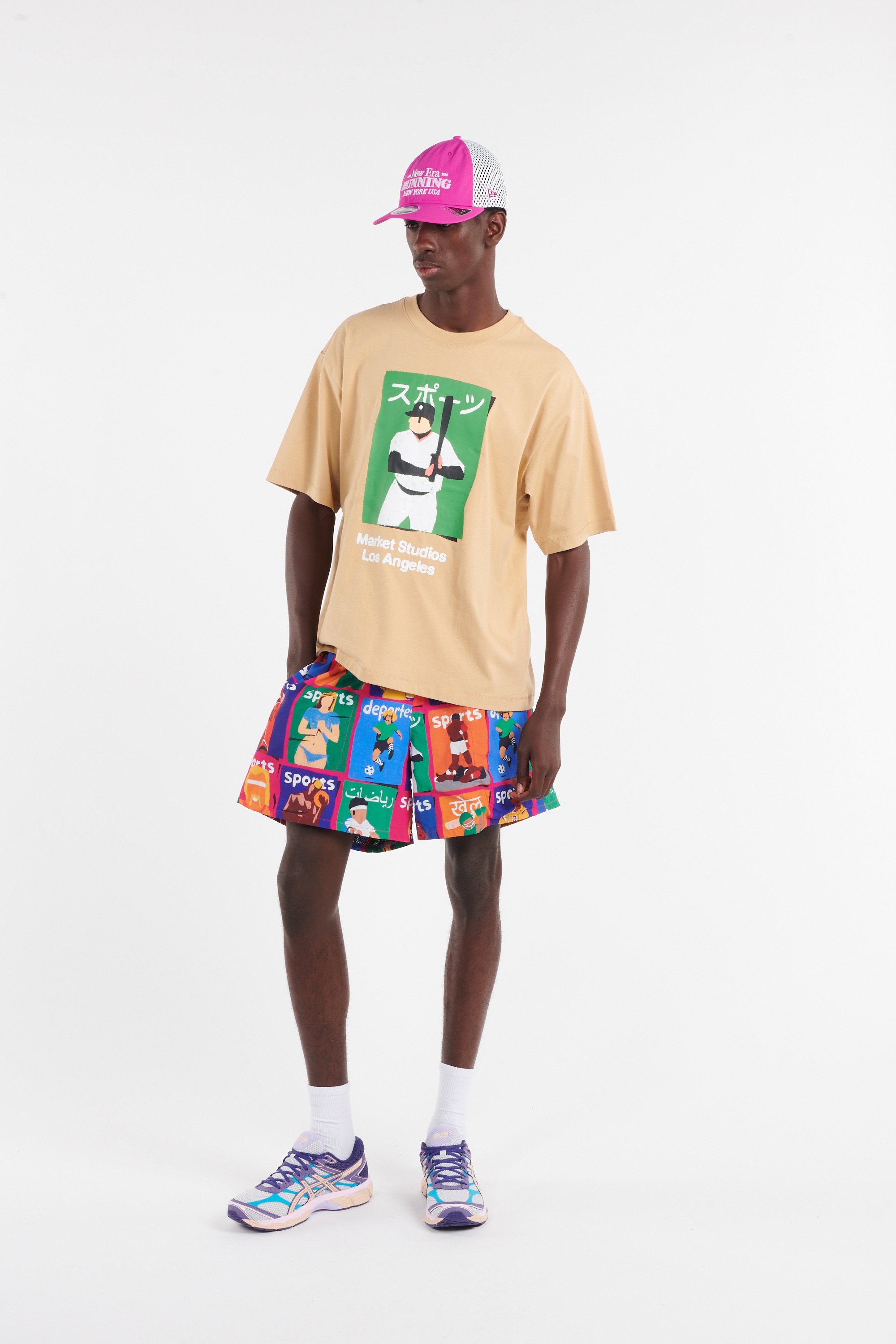 Regular-fit round-neck cotton T-shirt MARKET Beige