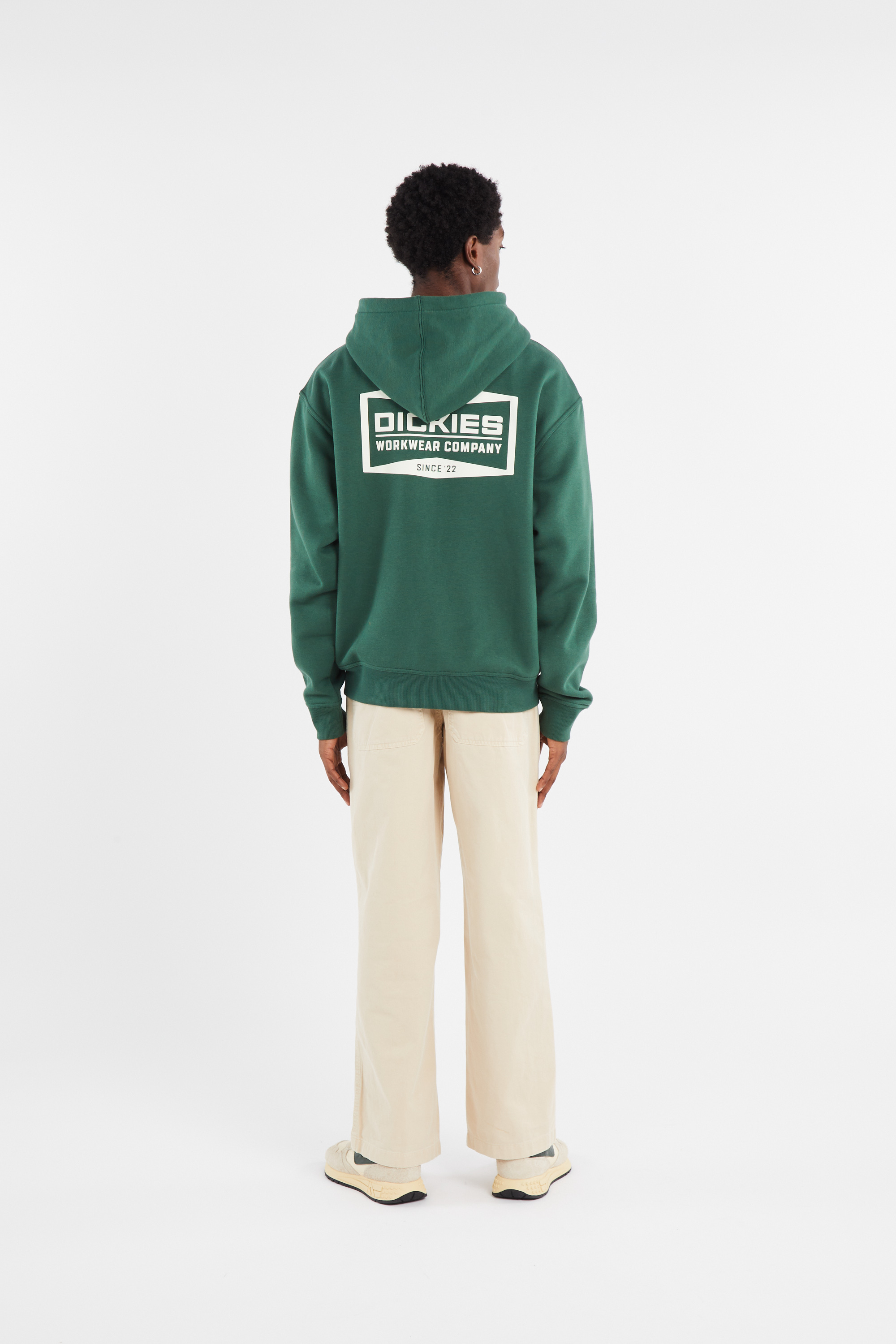 Regular-fit zip-up cotton-blend hoodie with Pony Player Green