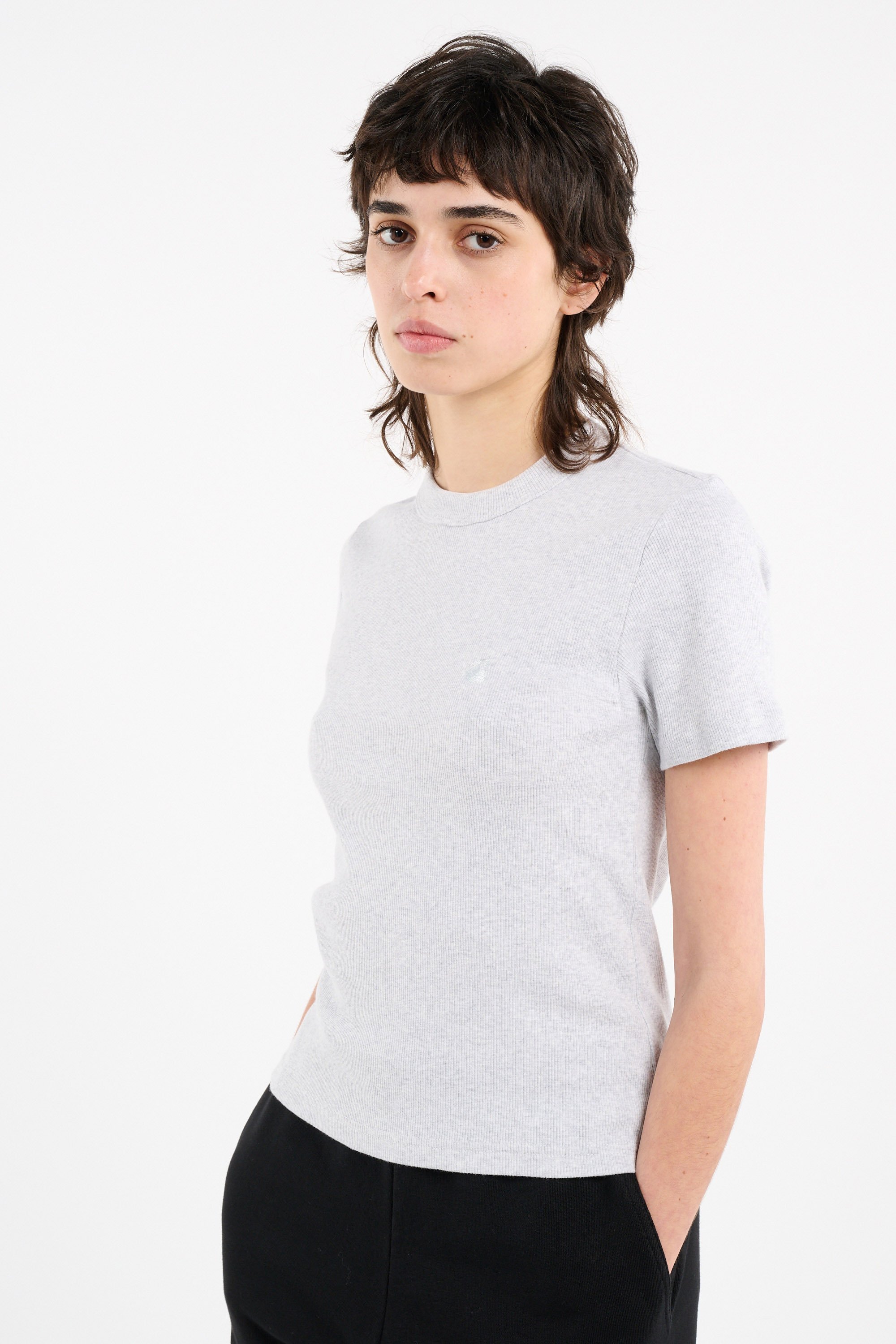 Regular-fit round-neck cotton T-shirt | Grey CARHARTT WIP Women