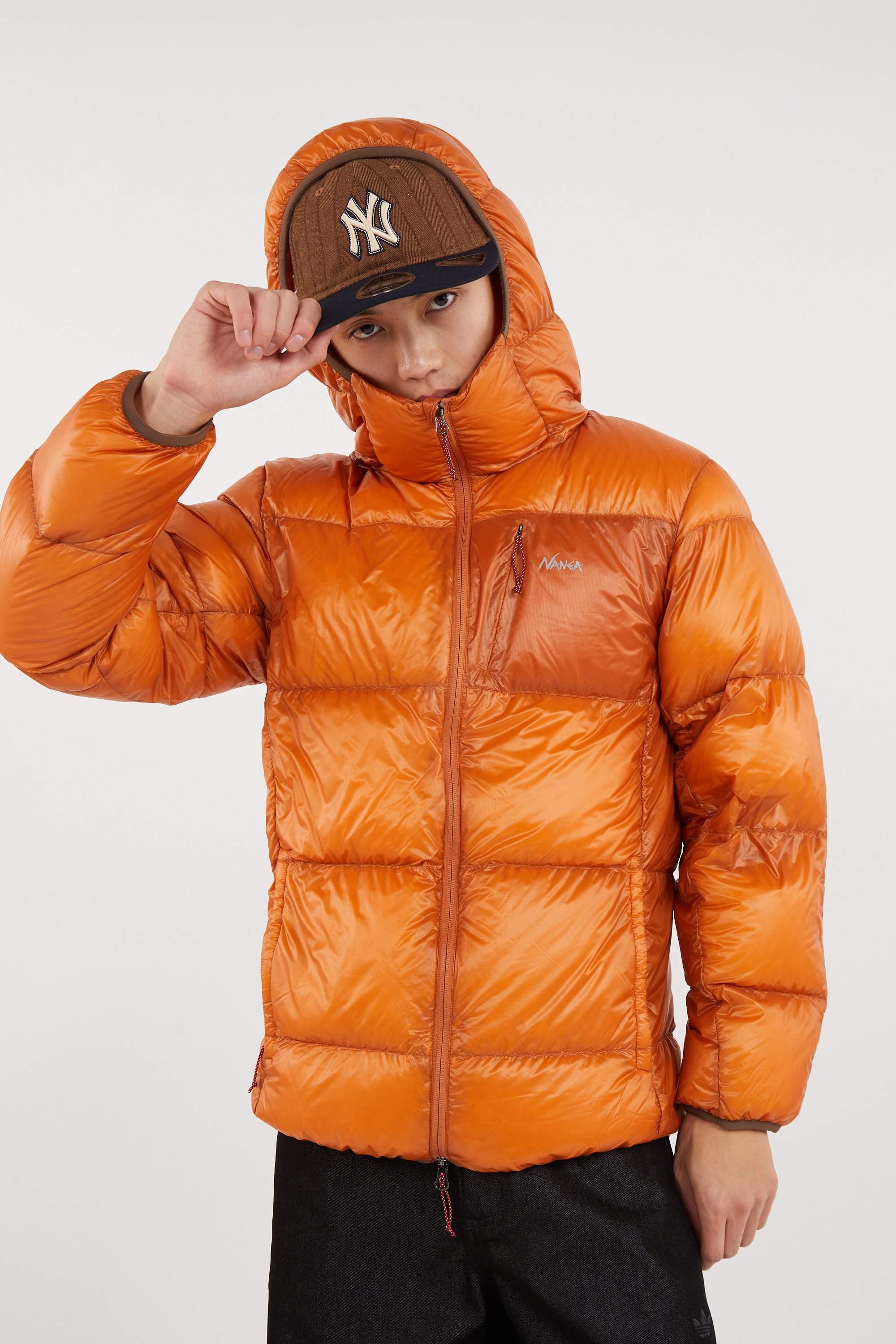 Lightweight quilted padded jacket with high neck Orange