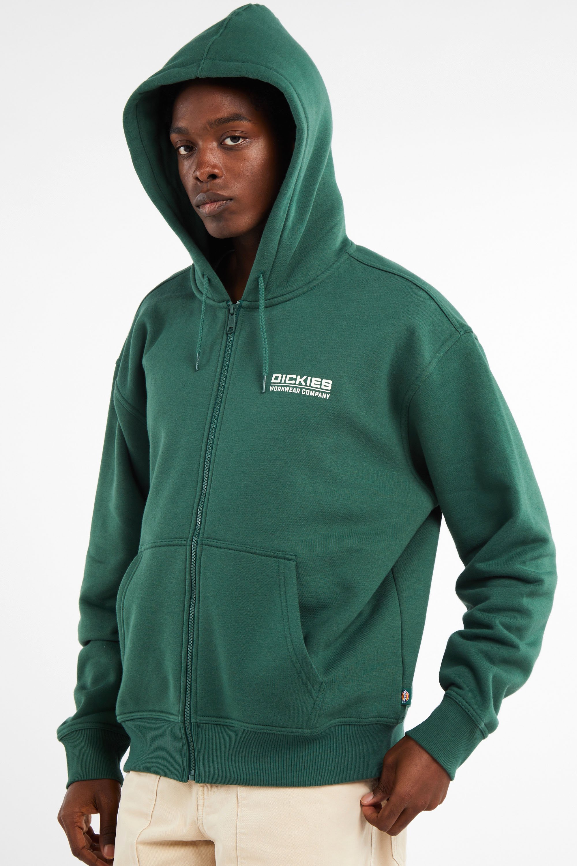 Regular-fit zip-up cotton-blend hoodie with Pony Player | Green by DICKIES Regular-fit zip-up cotton-blend hoodie with Pony Player Green