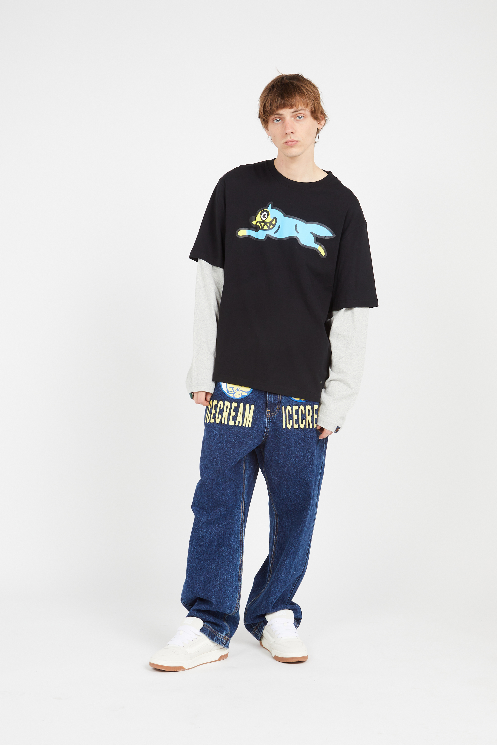 Regular-fit round-neck cotton T-shirt Black