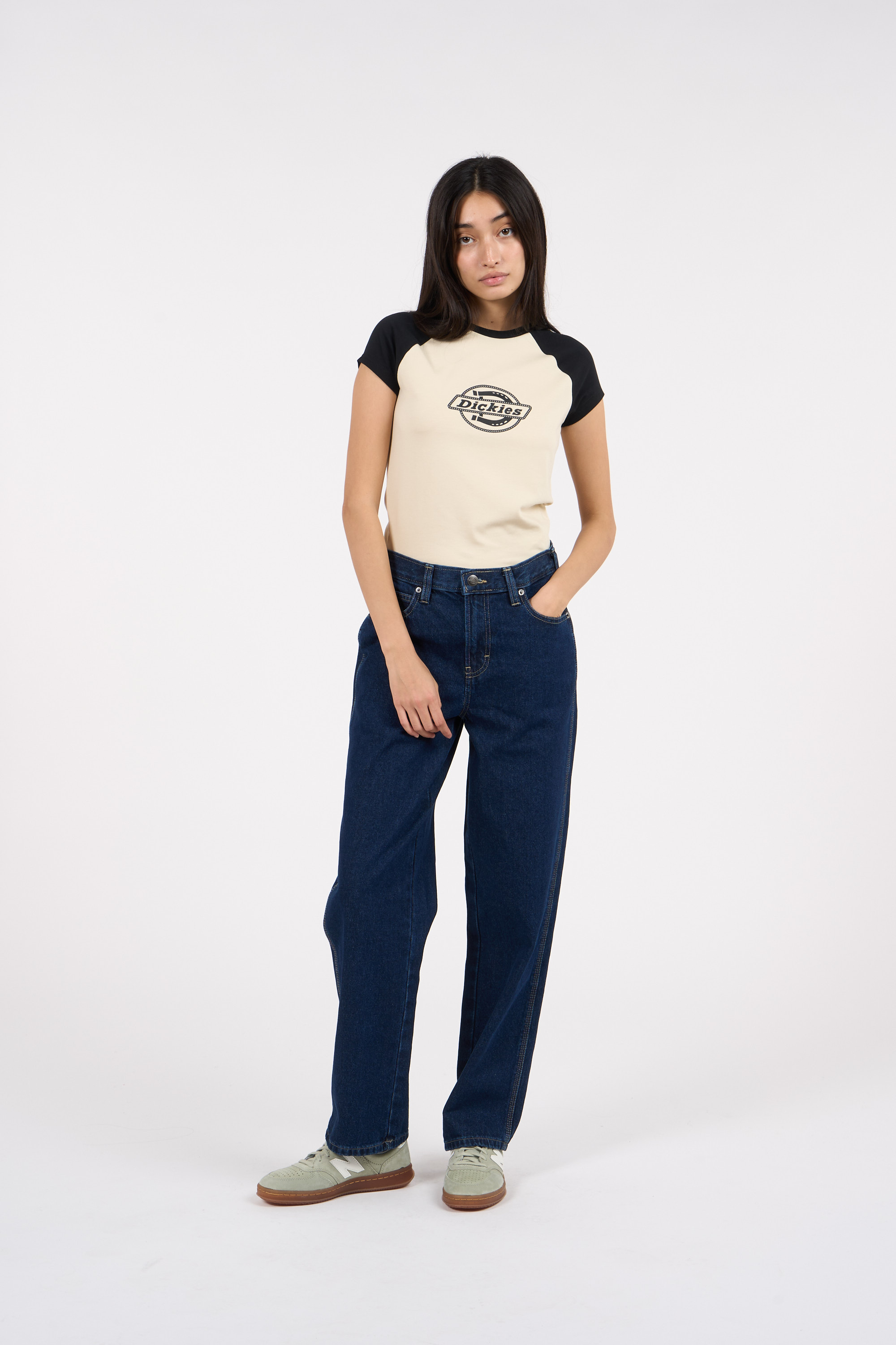 Regular-fit round-neck cotton T-shirt Black