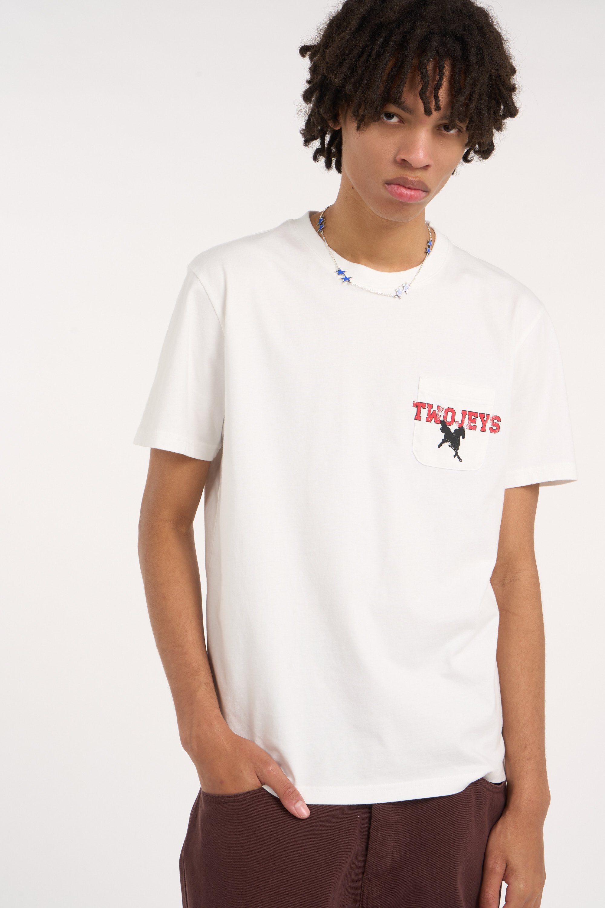Regular-fit round-neck cotton T-shirt | White TWOJEYS Men