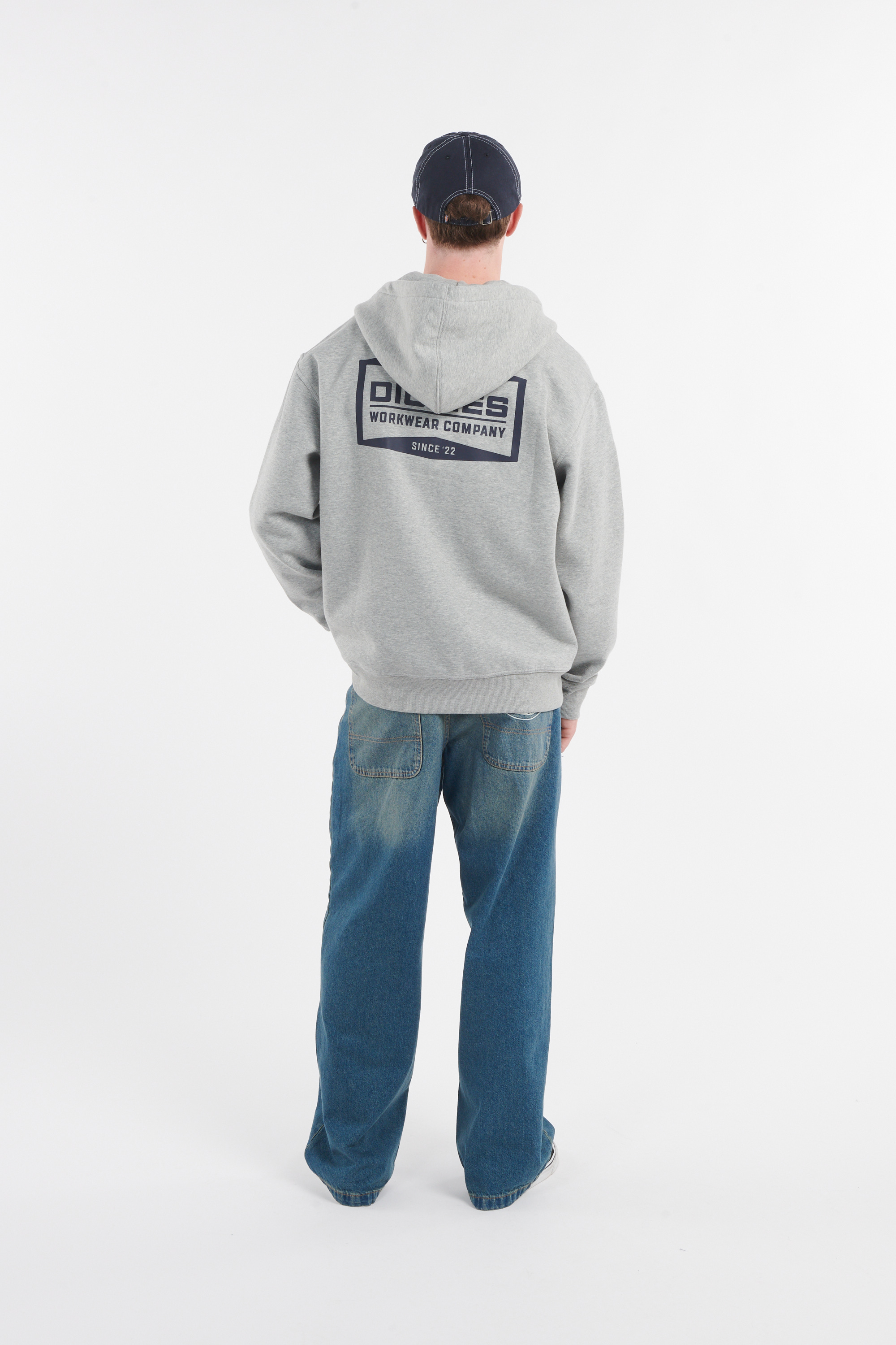 Regular-fit zip-up cotton-blend hoodie with Pony Player Grey