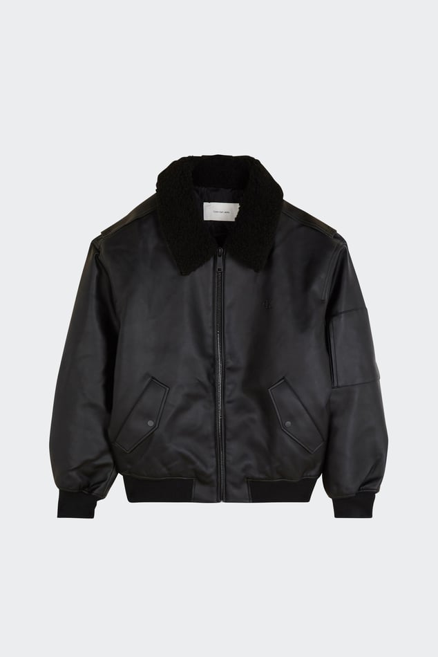 Calvin Klein Mens Faux Aviator Jacket Men Bomber Jacket Faux