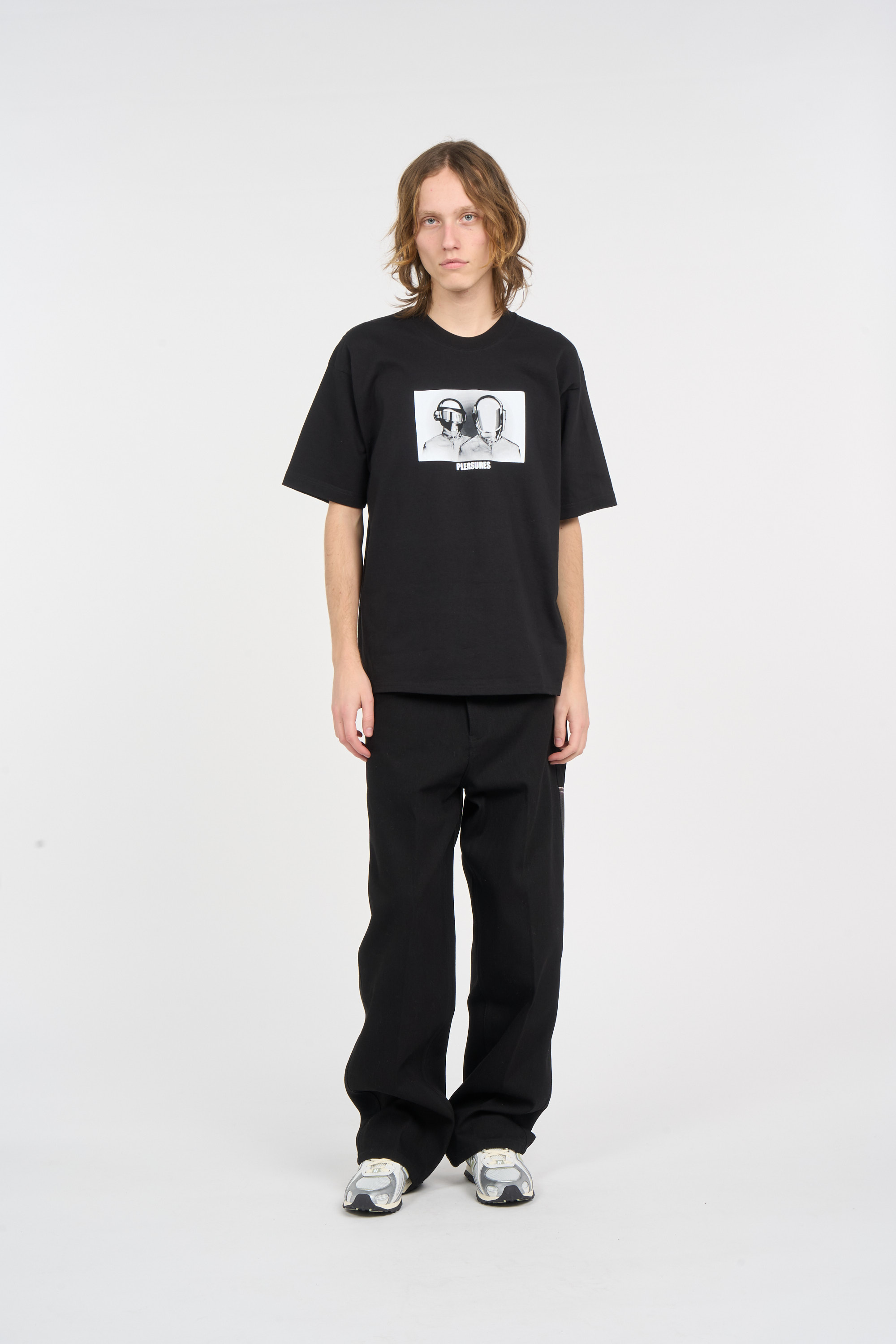 Regular-fit round-neck cotton T-shirt Black