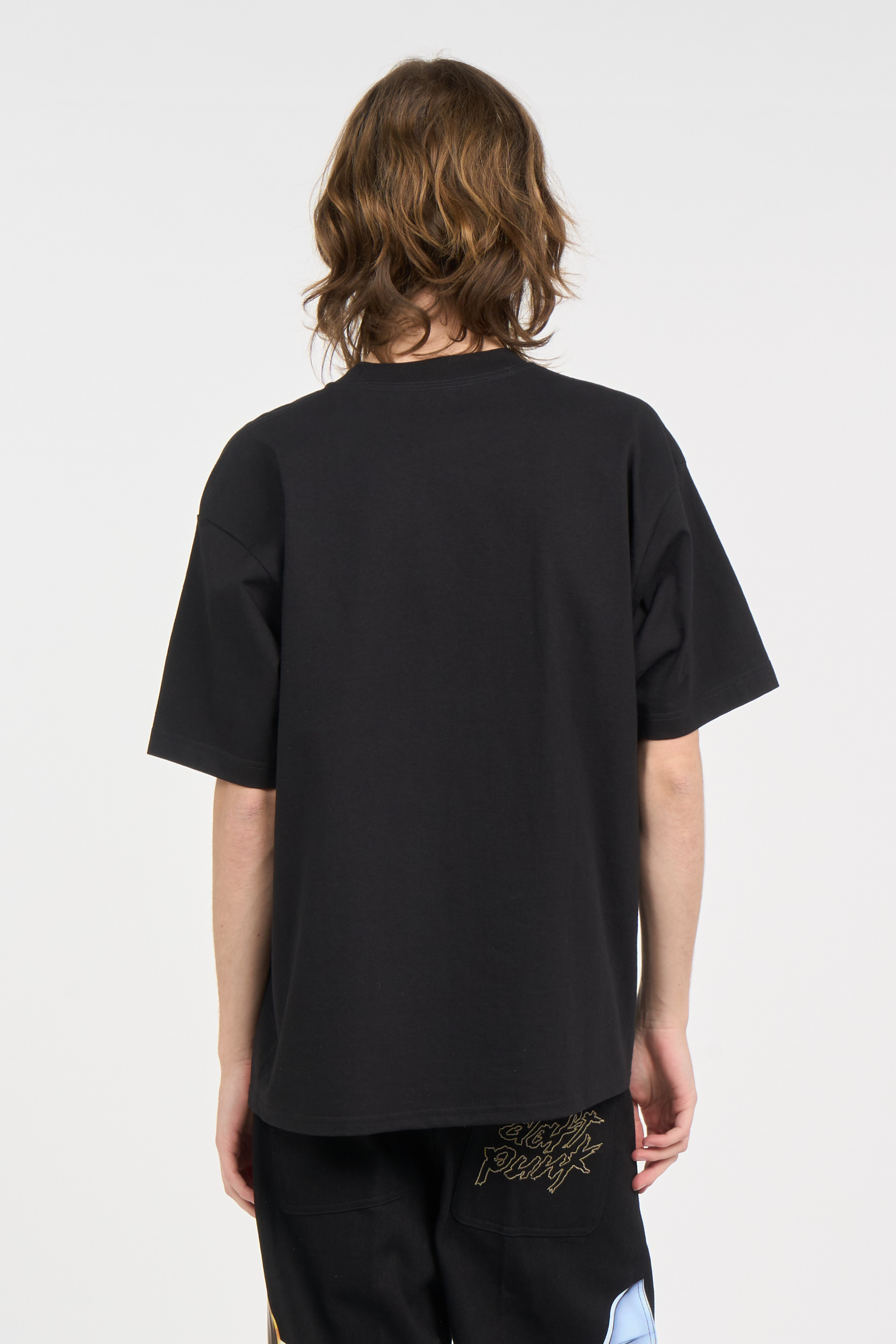 Regular-fit round-neck cotton T-shirt Black