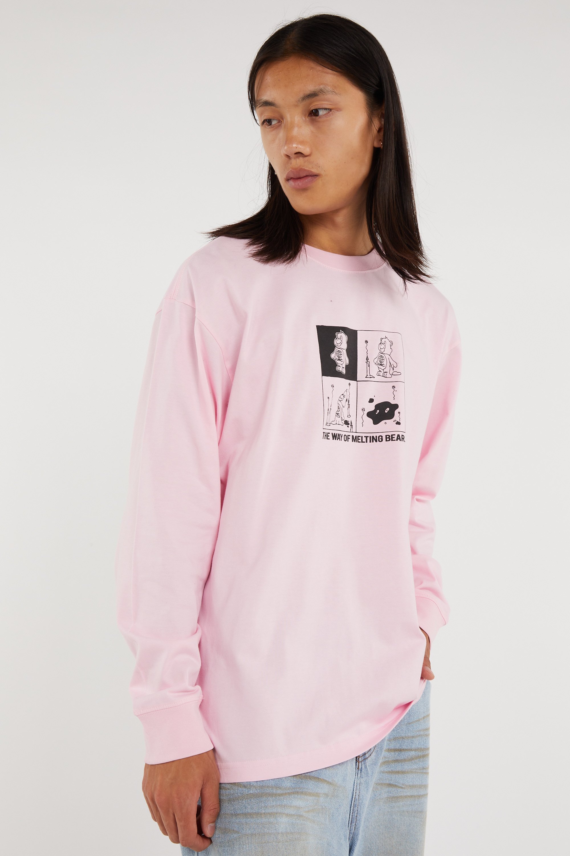 Regular-fit round-neck cotton T-shirt | Pink LOST MANAGEMENT CITIES Men