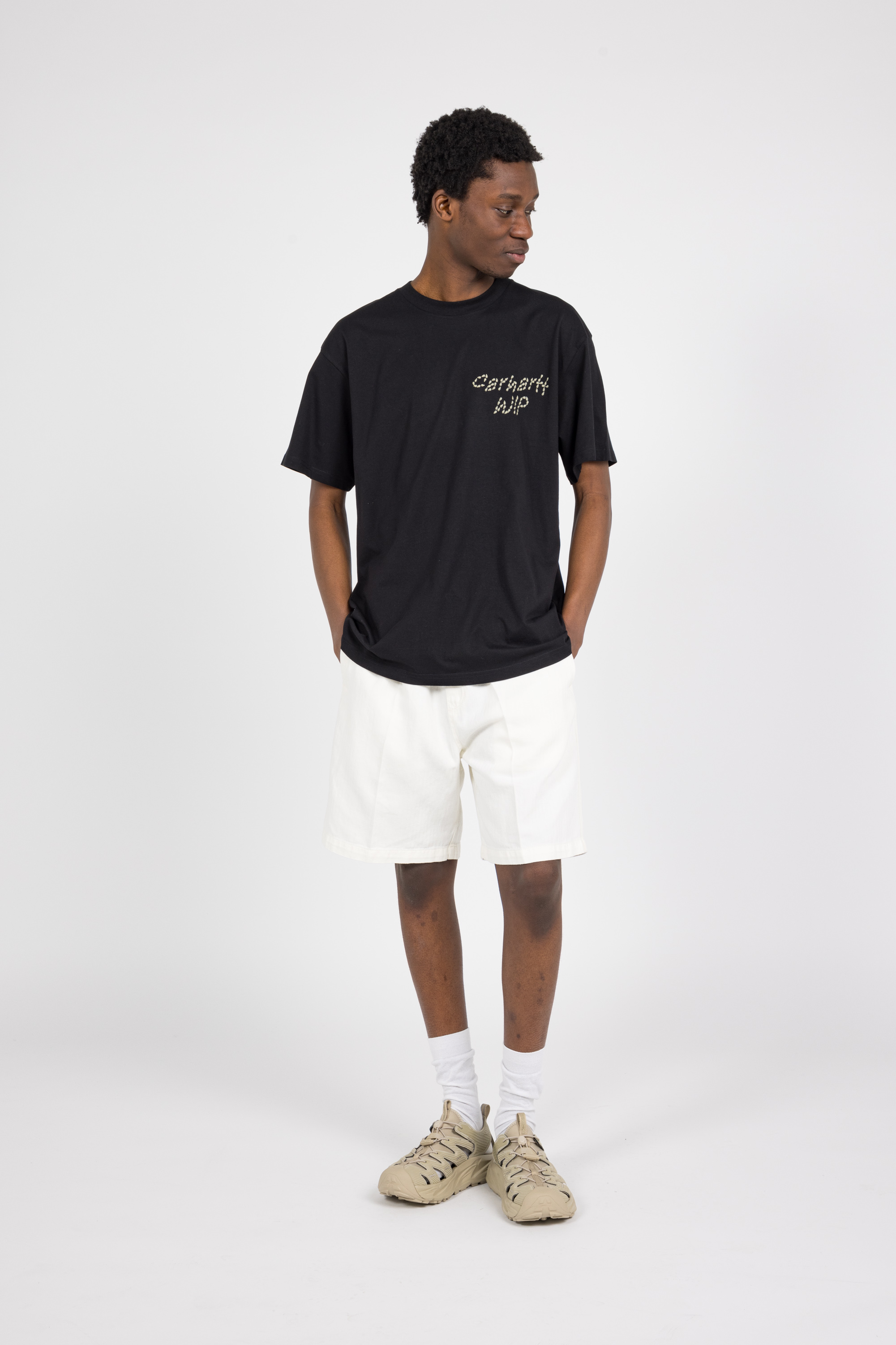 Regular-fit round-neck cotton T-shirt Black