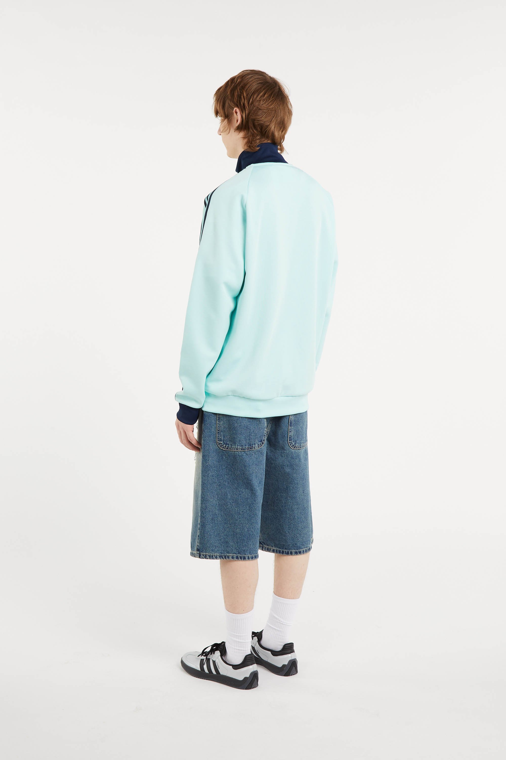 Straight zip-up sweatshirt with high collar | Blue ADIDAS Men
