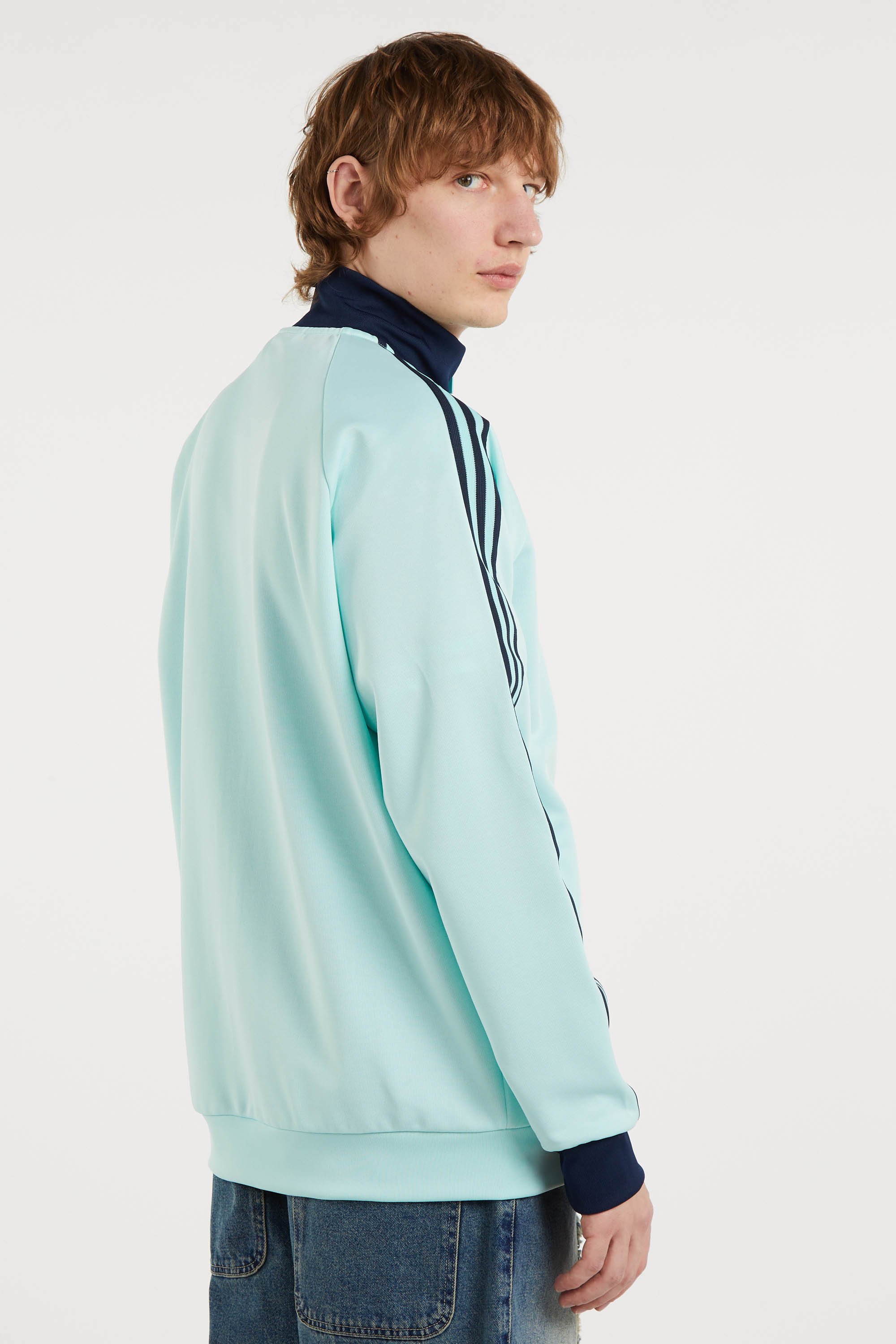 Straight zip-up sweatshirt with high collar | Blue ADIDAS Men