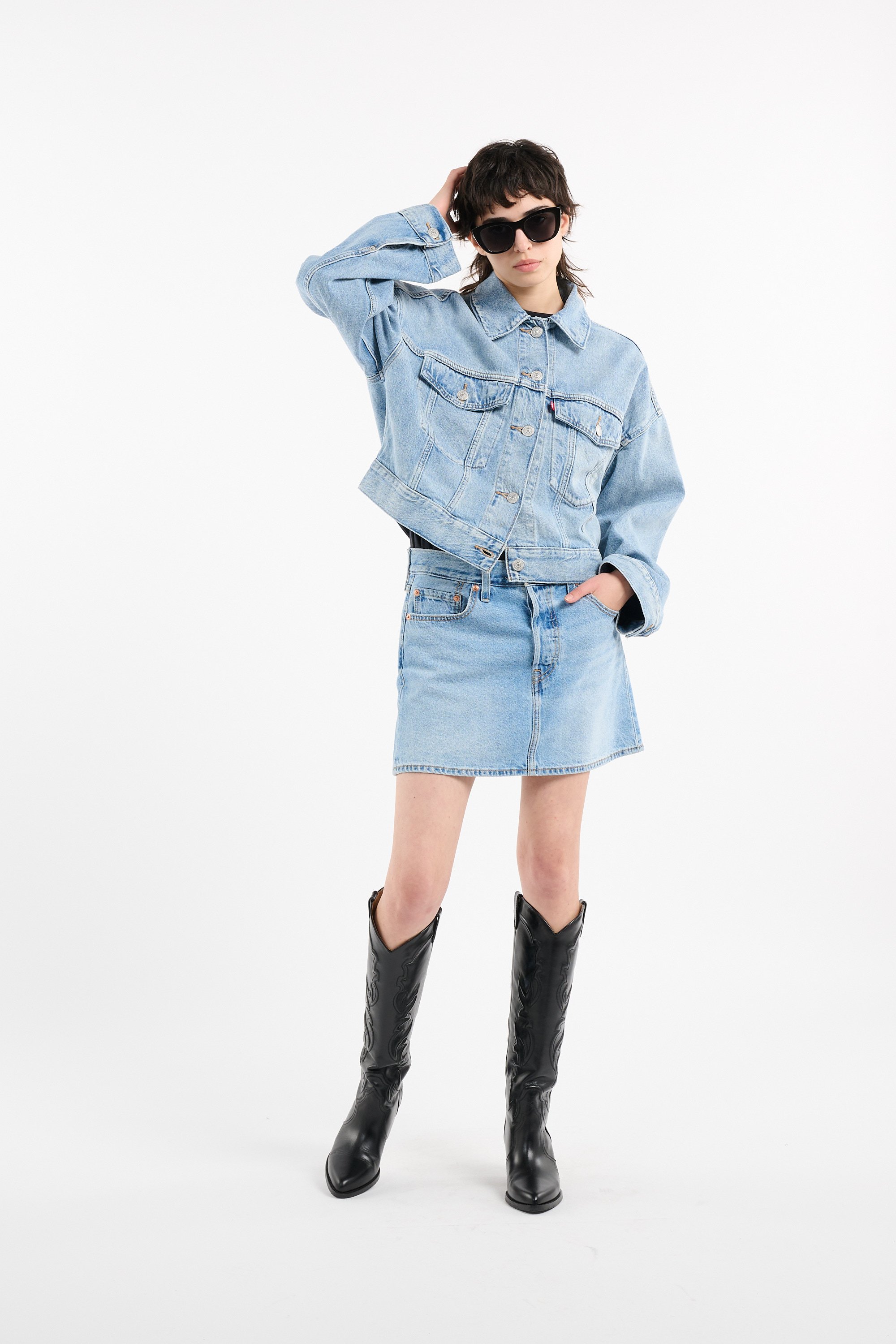 Straight-cut cotton jacket with classic collar LEVI'S Blue