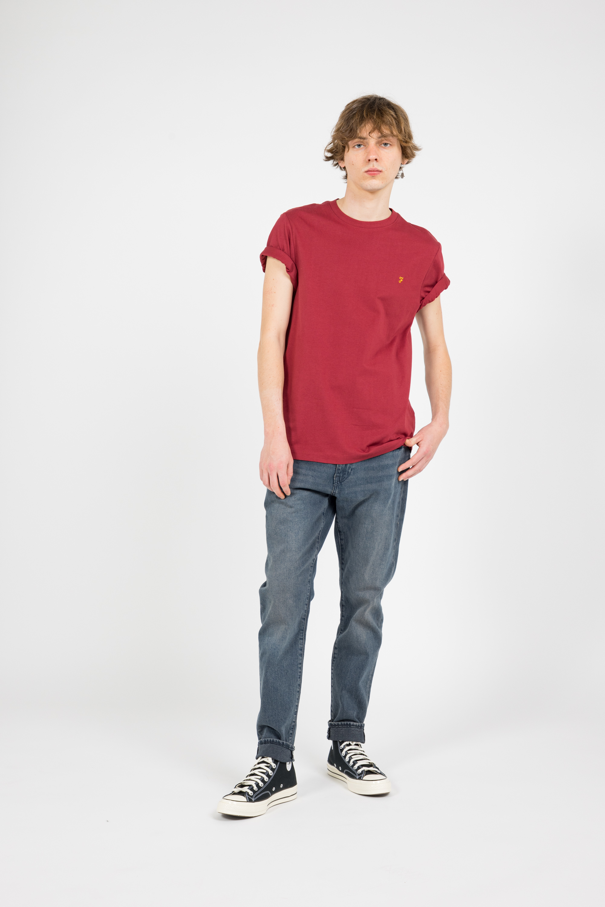 Regular-fit round-neck cotton T-shirt Red
