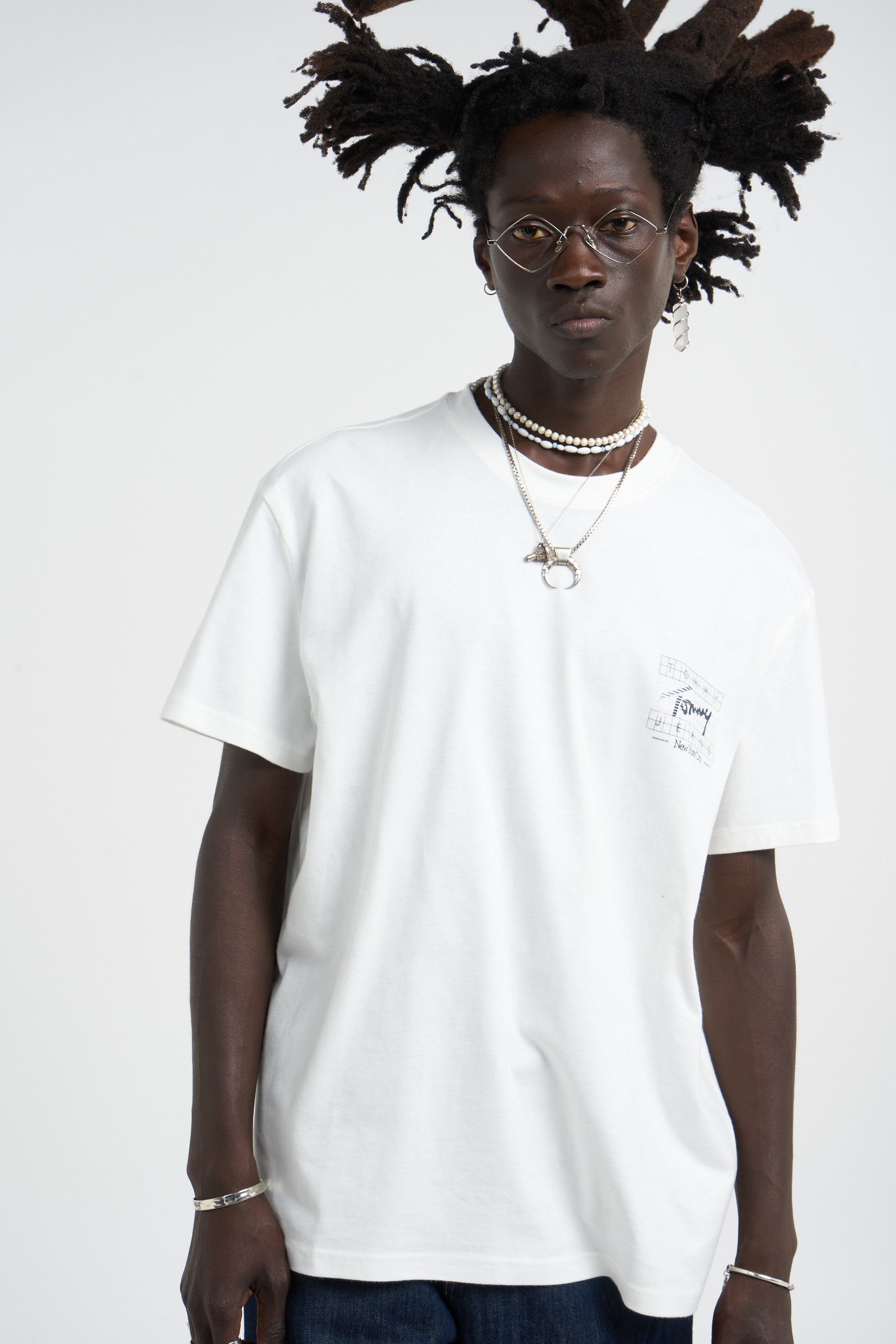 Regular-fit round-neck cotton T-shirt | White TOMMY JEANS Men