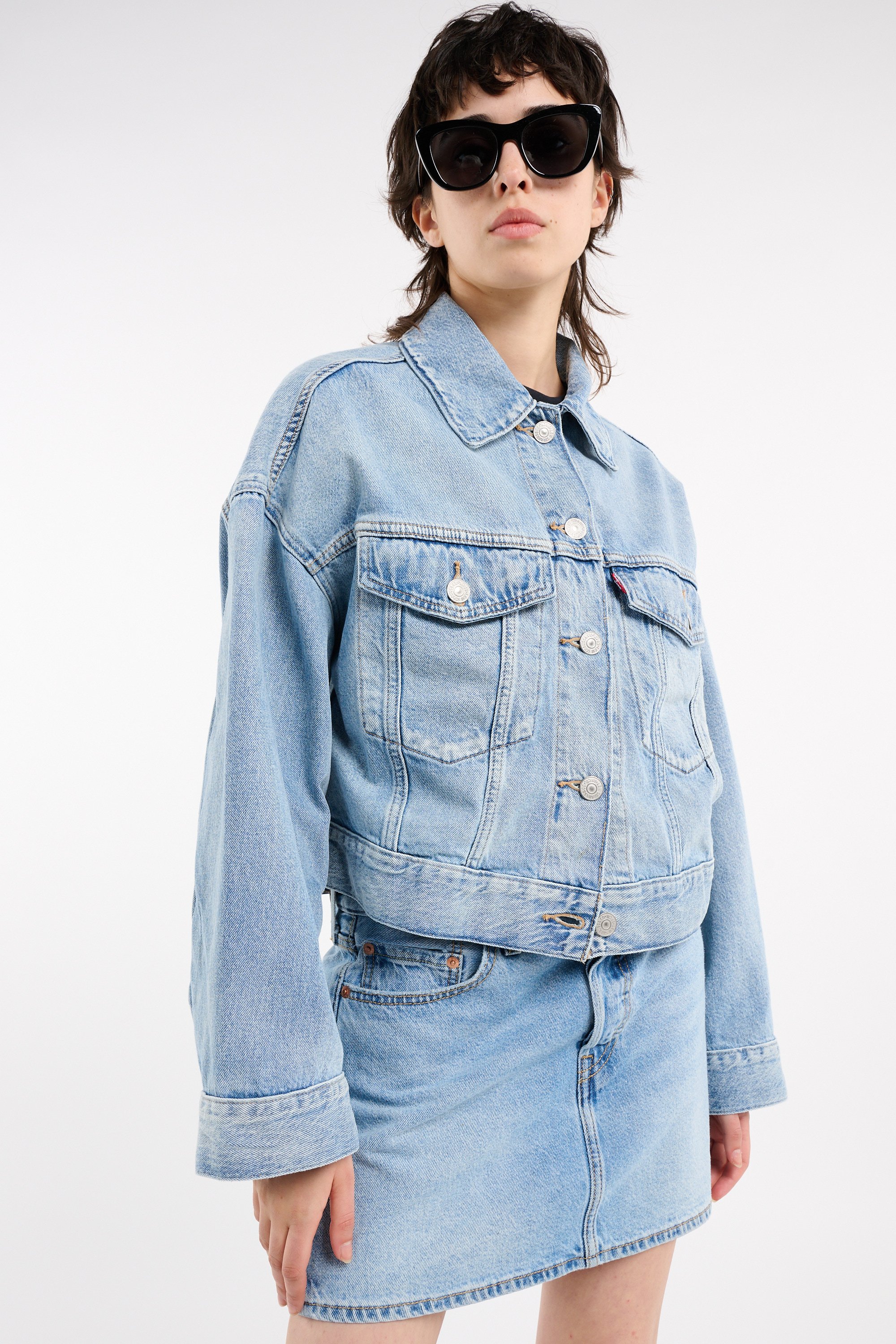 Straight-cut cotton jacket with classic collar | Blue LEVI'S Women