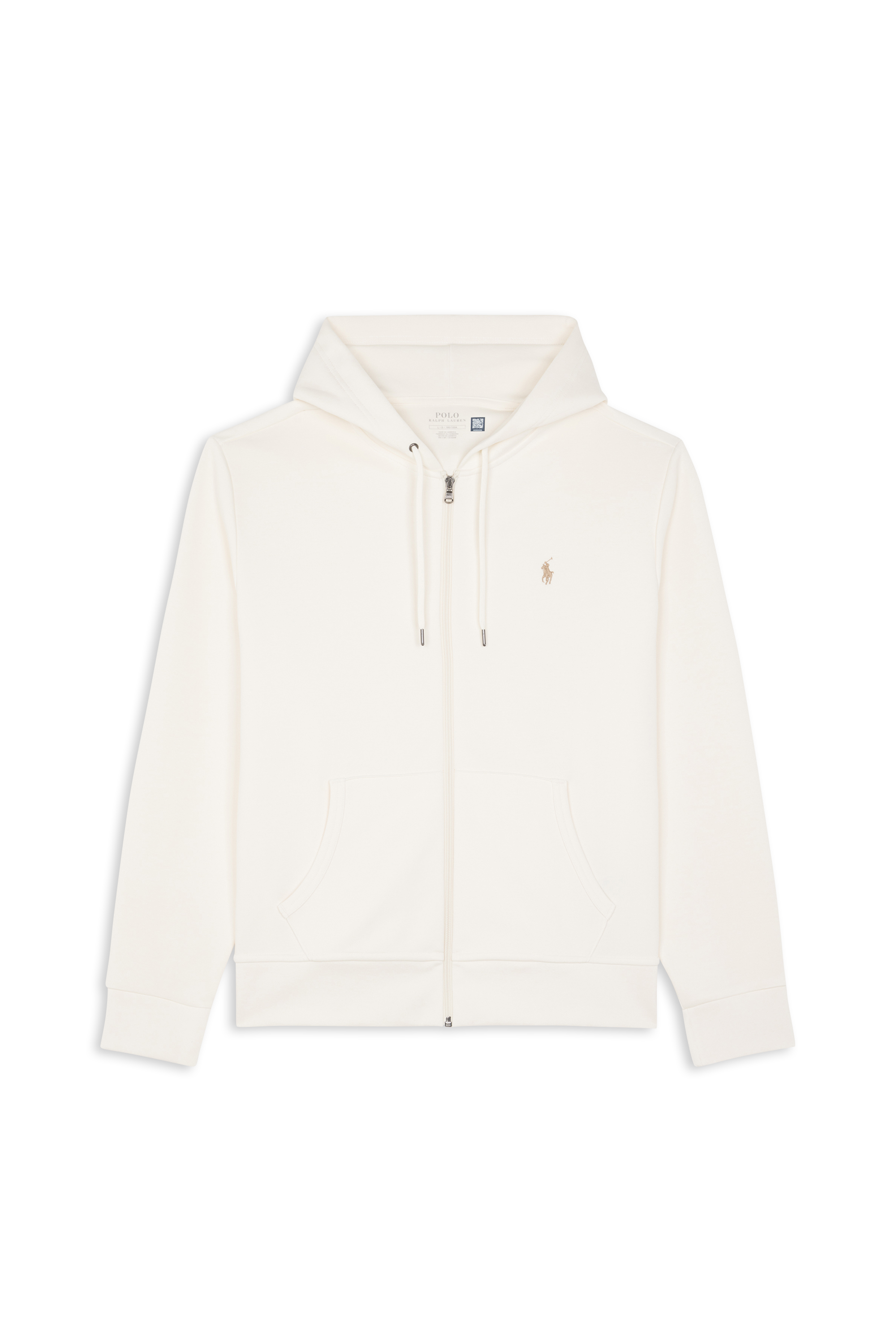 Regular-fit zip-up cotton-blend hoodie with Pony Player Beige
