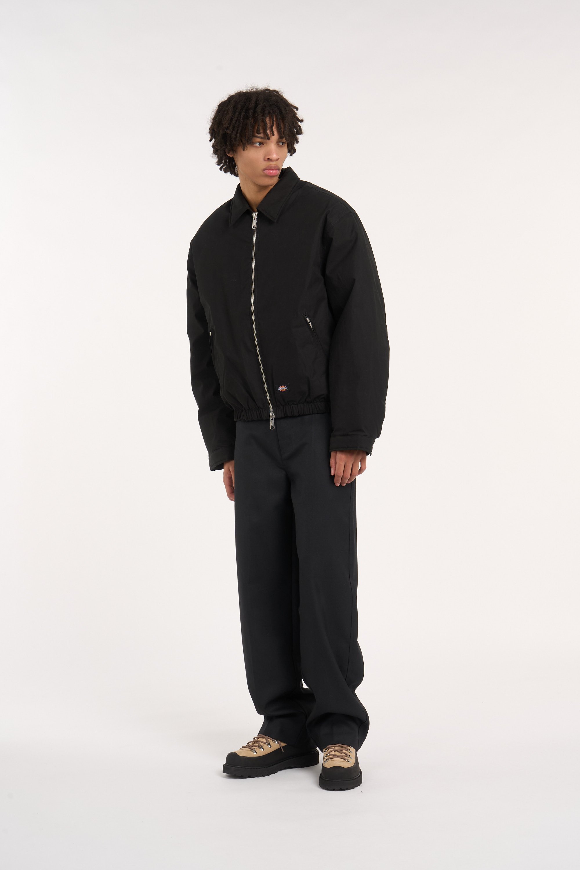 Zipped high-neck colorblock padded jacket with hood | Black DICKIES Men