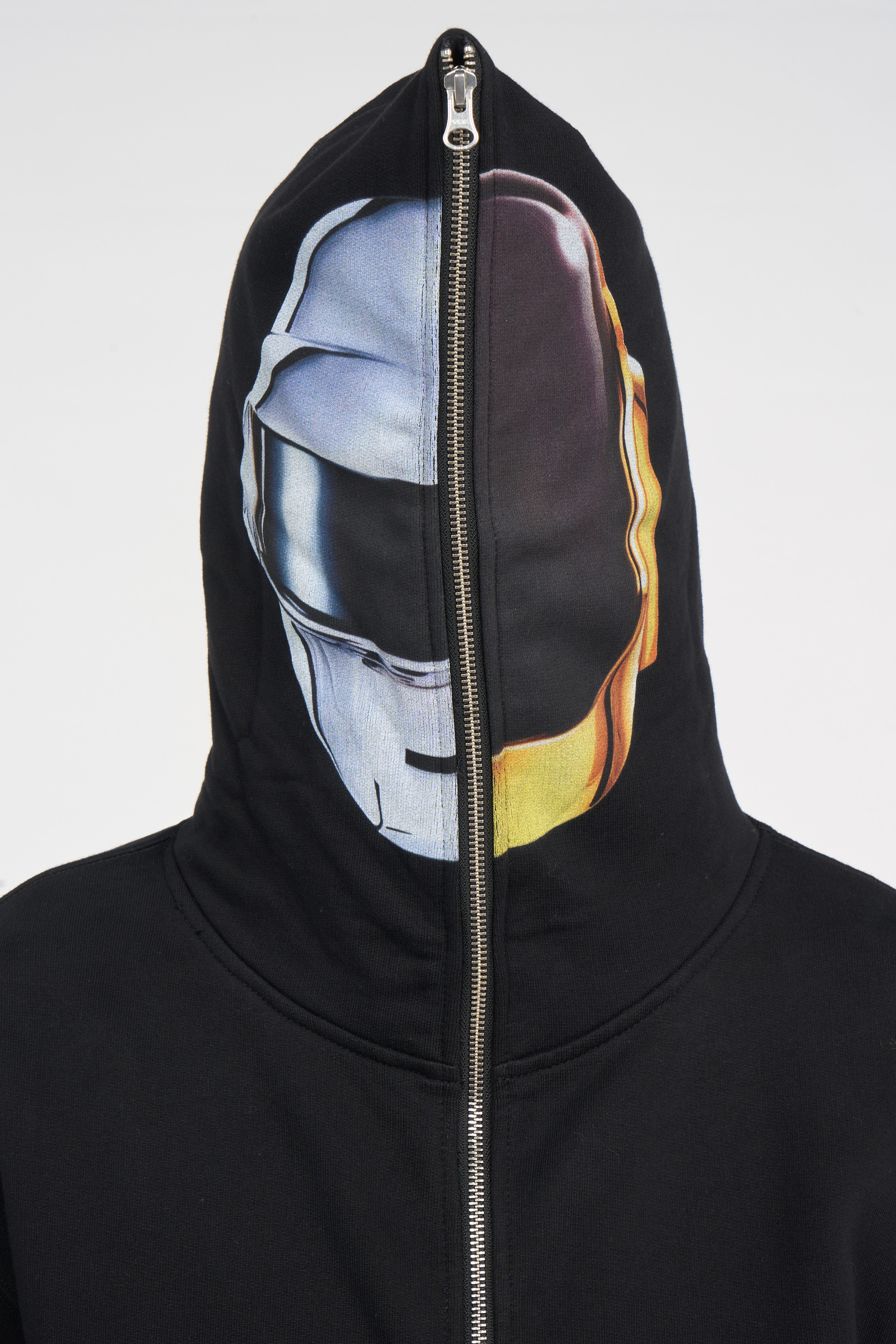 Regular-fit zip-up cotton-blend hoodie with Pony Player Black