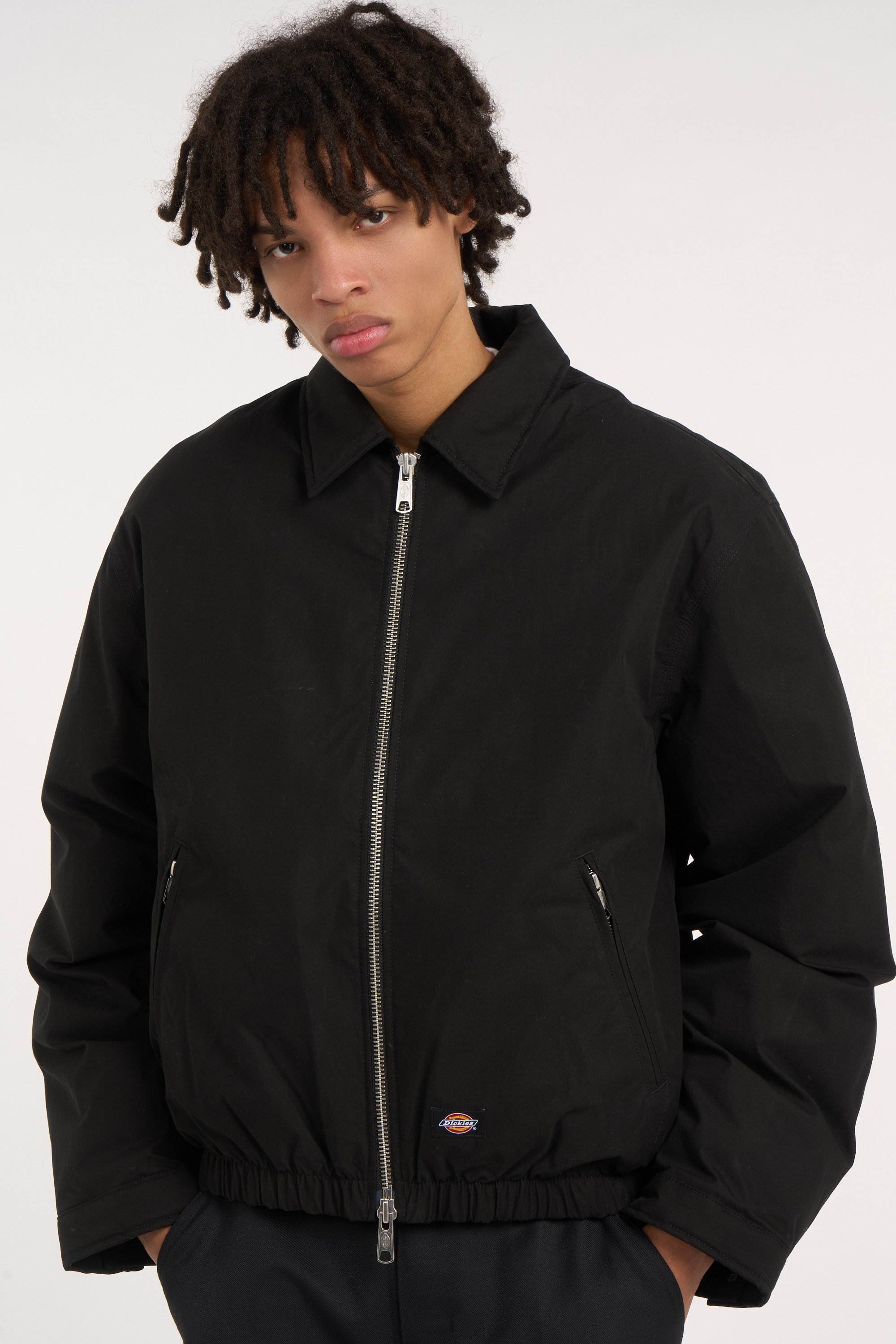 Zipped high-neck colorblock padded jacket with hood | Black DICKIES Men