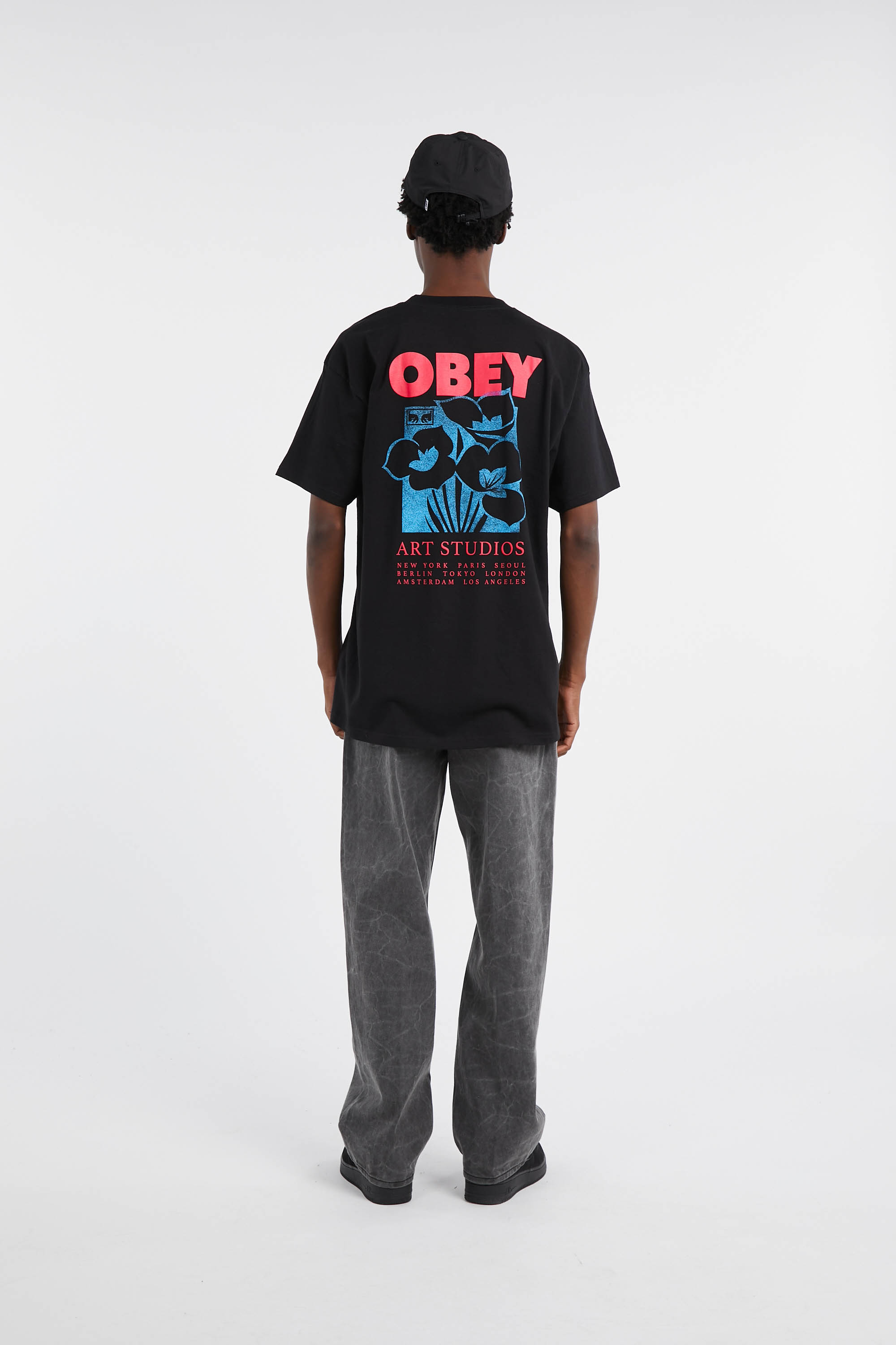 Regular-fit round-neck cotton T-shirt Black