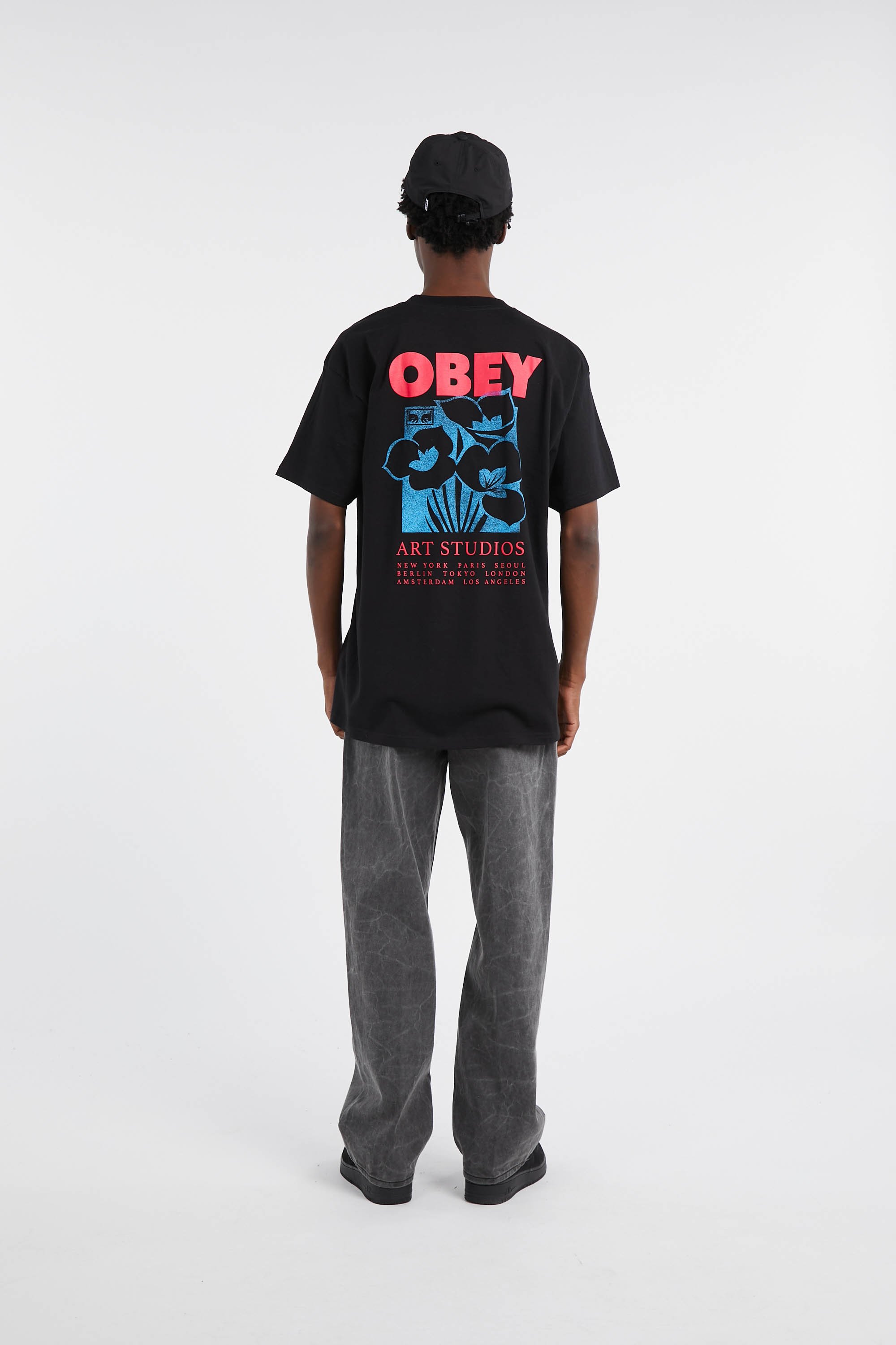 Regular-fit round-neck cotton T-shirt | Black by OBEY Regular-fit round-neck cotton T-shirt Black