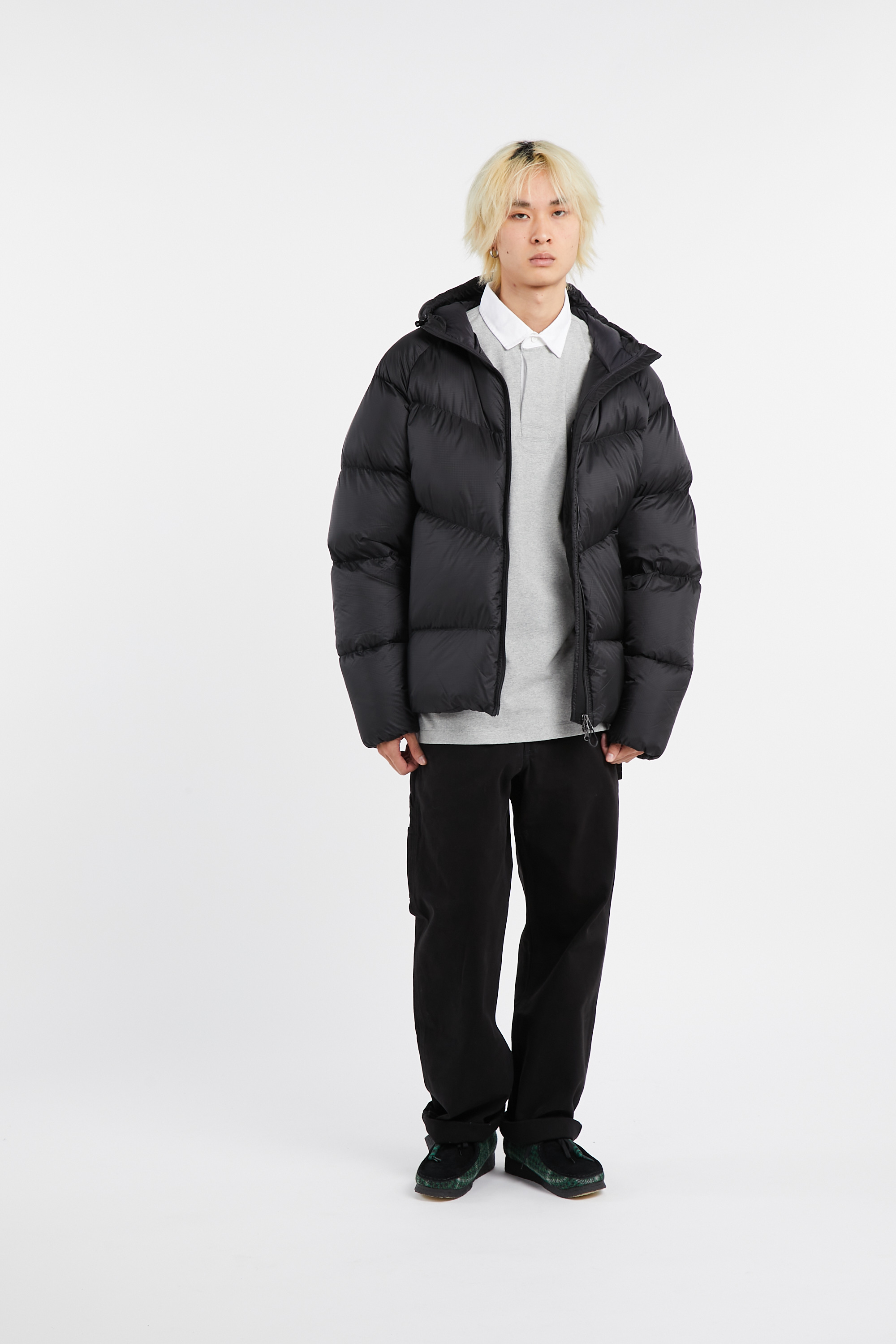 Lightweight quilted padded jacket with high neck Black