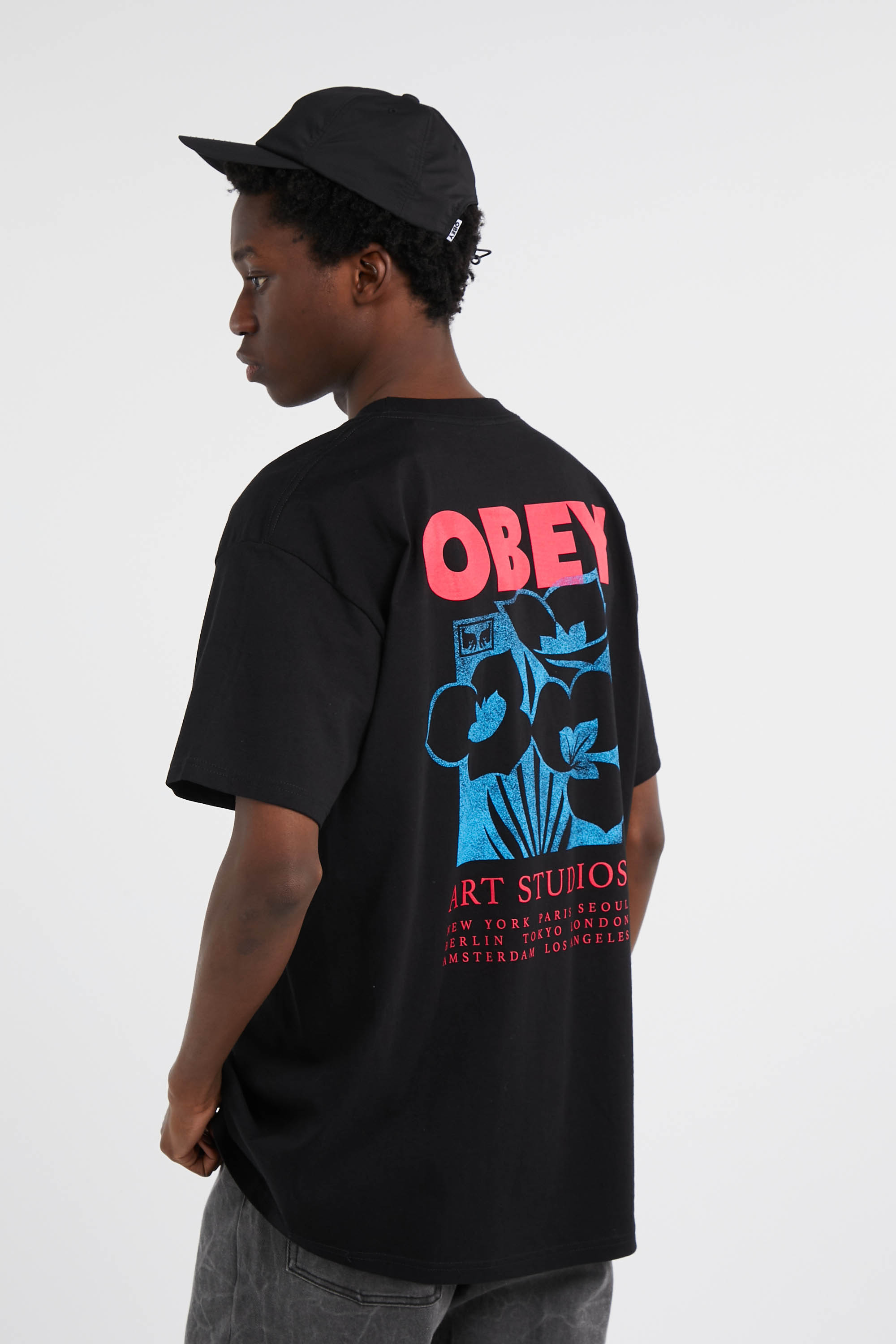 Regular-fit round-neck cotton T-shirt Black