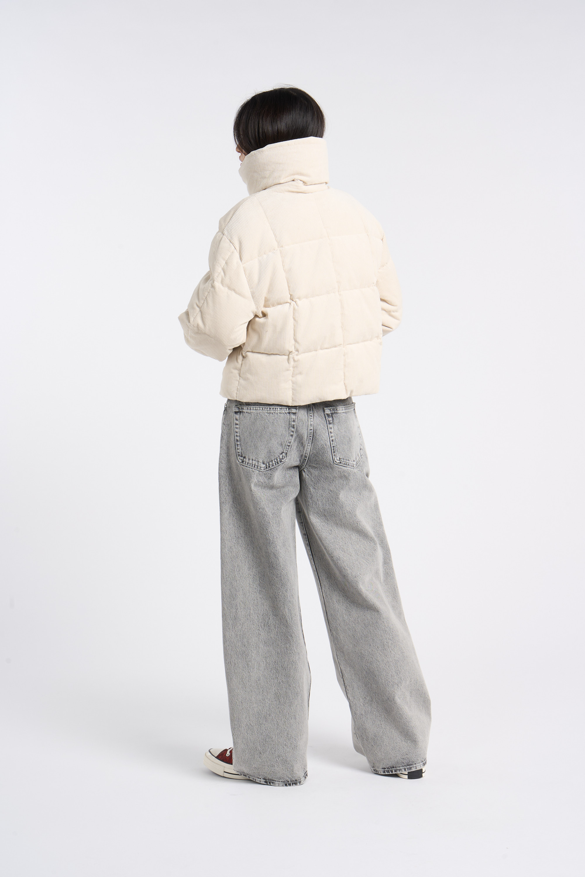 Lightweight quilted padded jacket with high neck White