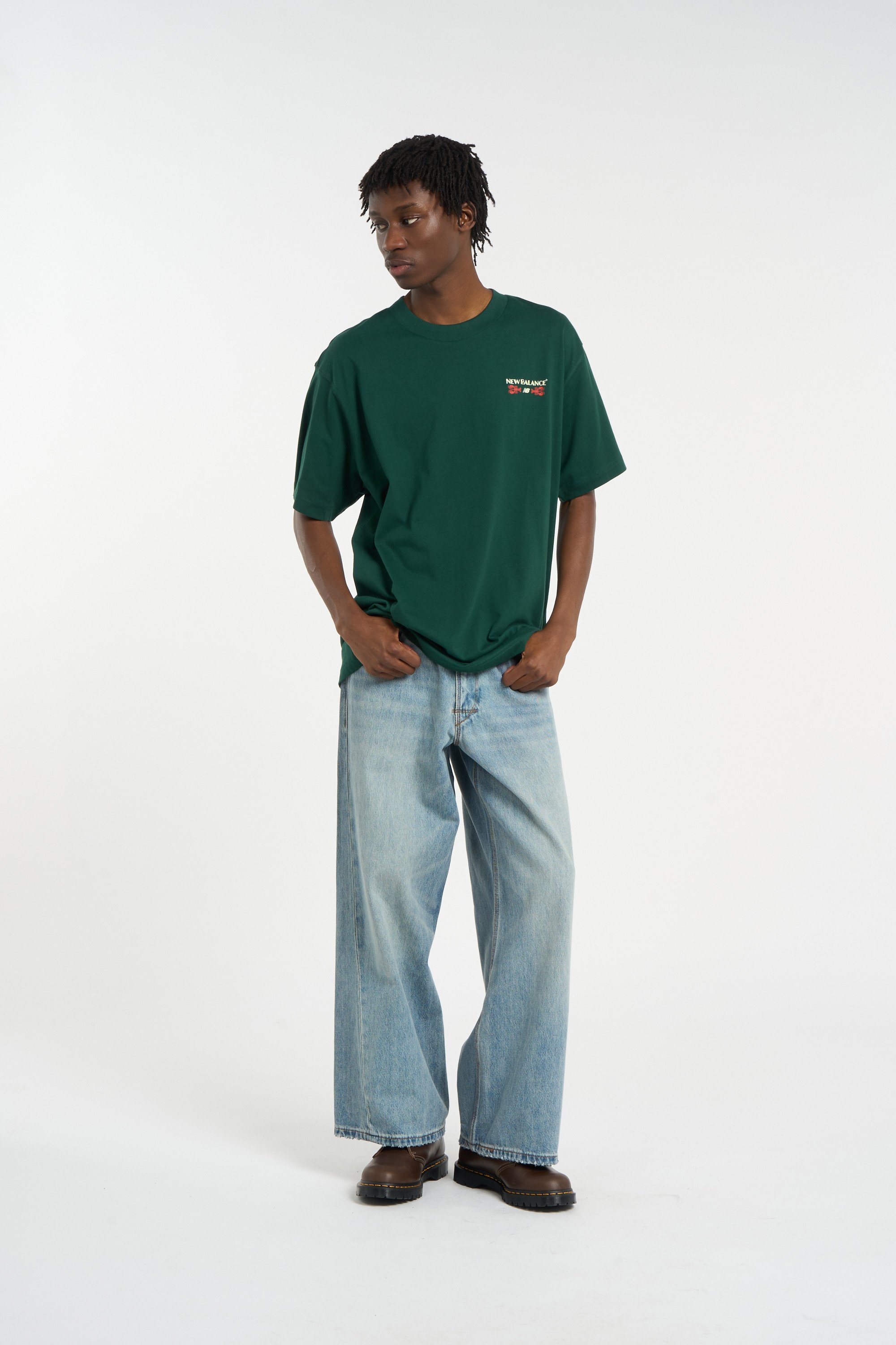 Regular-fit round-neck cotton T-shirt NEW BALANCE Green