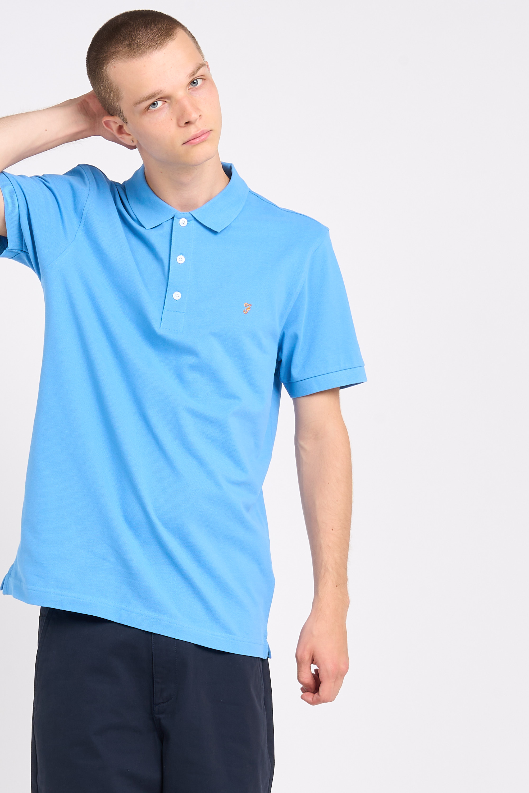 Polo à manches courtes en coton bio Bleu