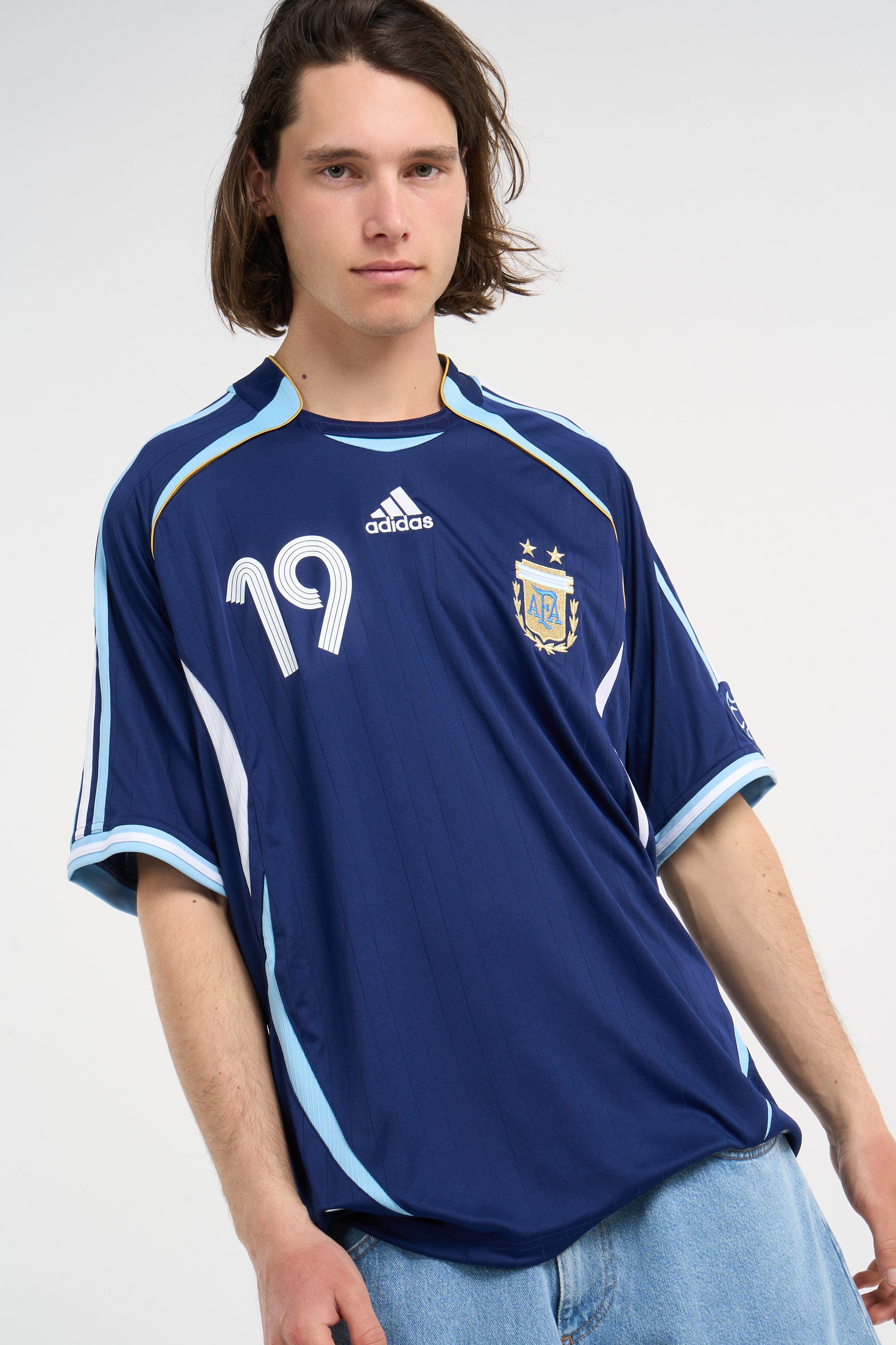 Regular-fit round-neck cotton T-shirt Blue