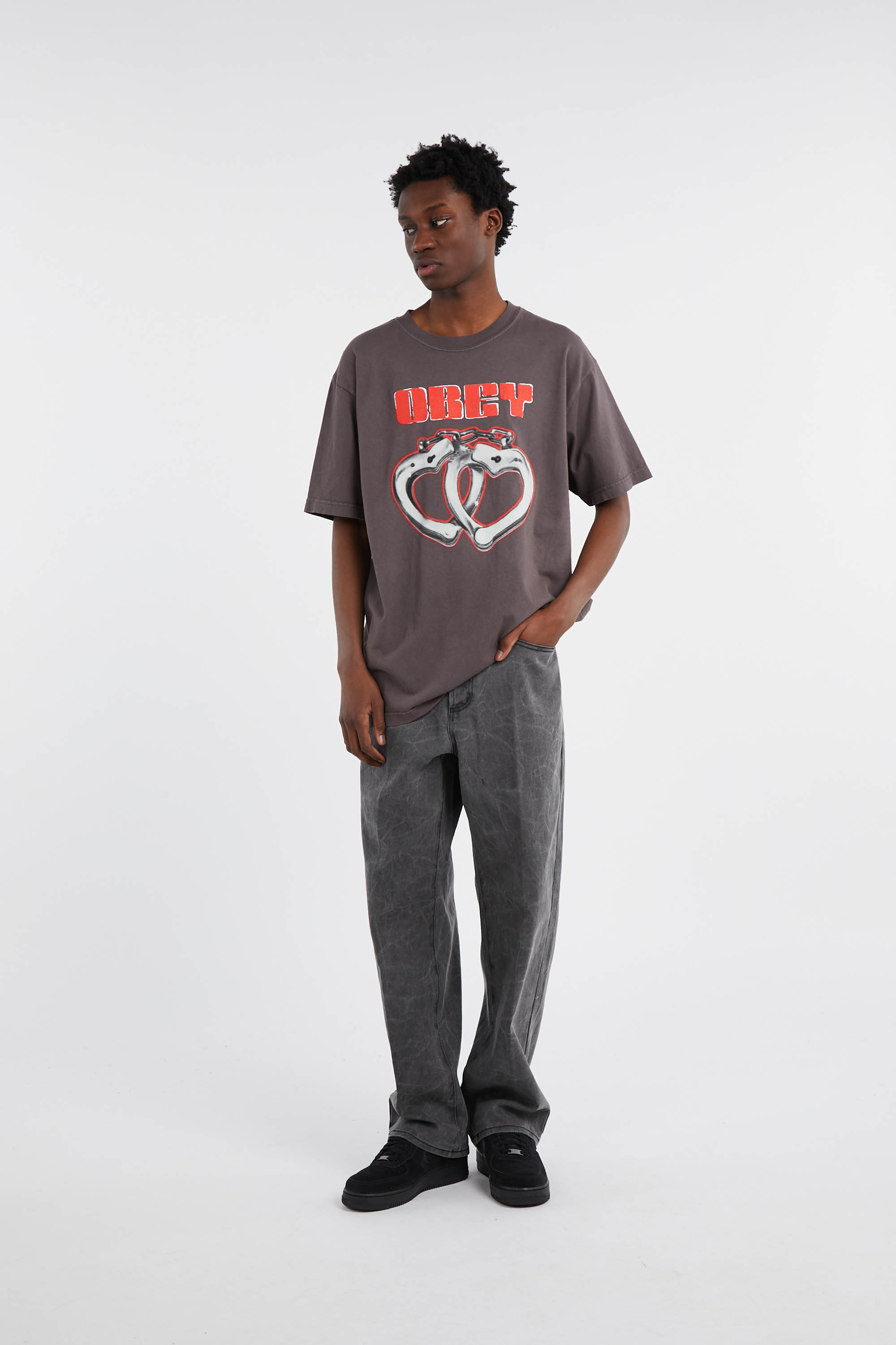 Regular-fit round-neck cotton T-shirt Black