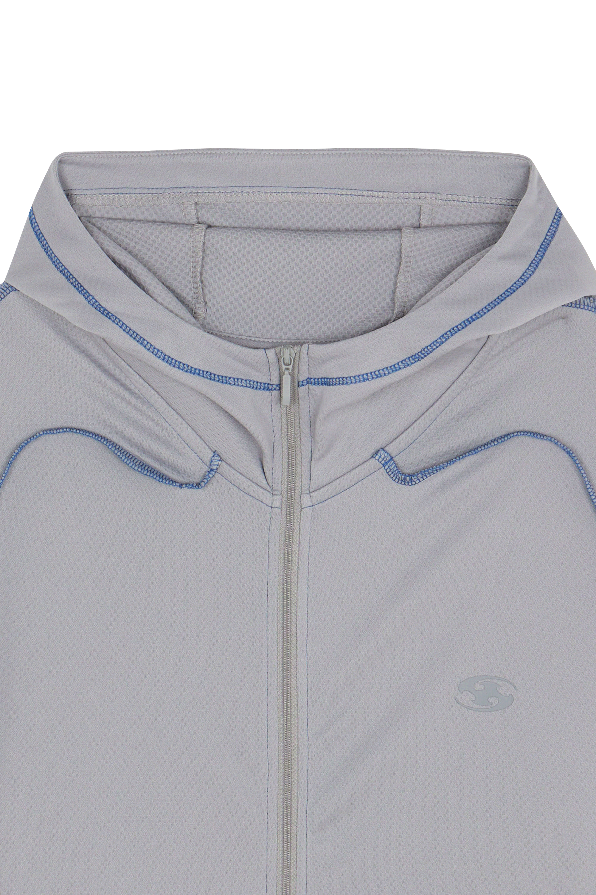 Regular-fit zip-up cotton-blend hoodie with Pony Player Grey